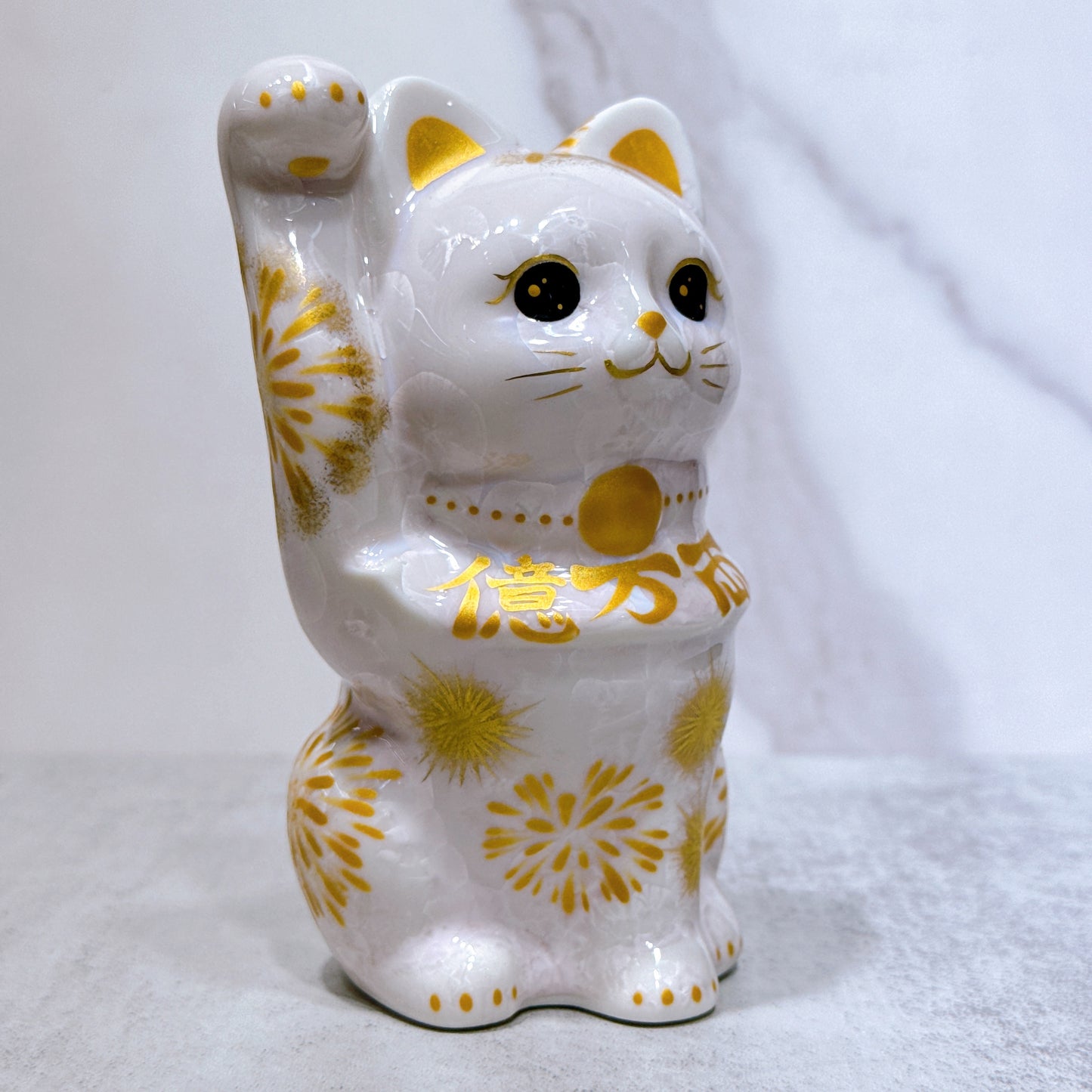 日本清水燒招財貓 花結晶 桃 花火 億万両