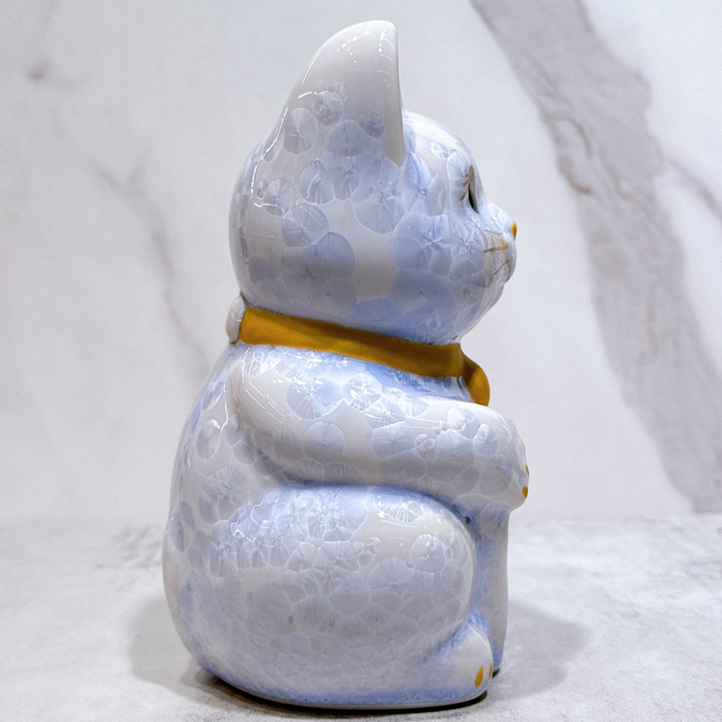 日本清水燒招財貓 花結晶 藤 招福 中號 左