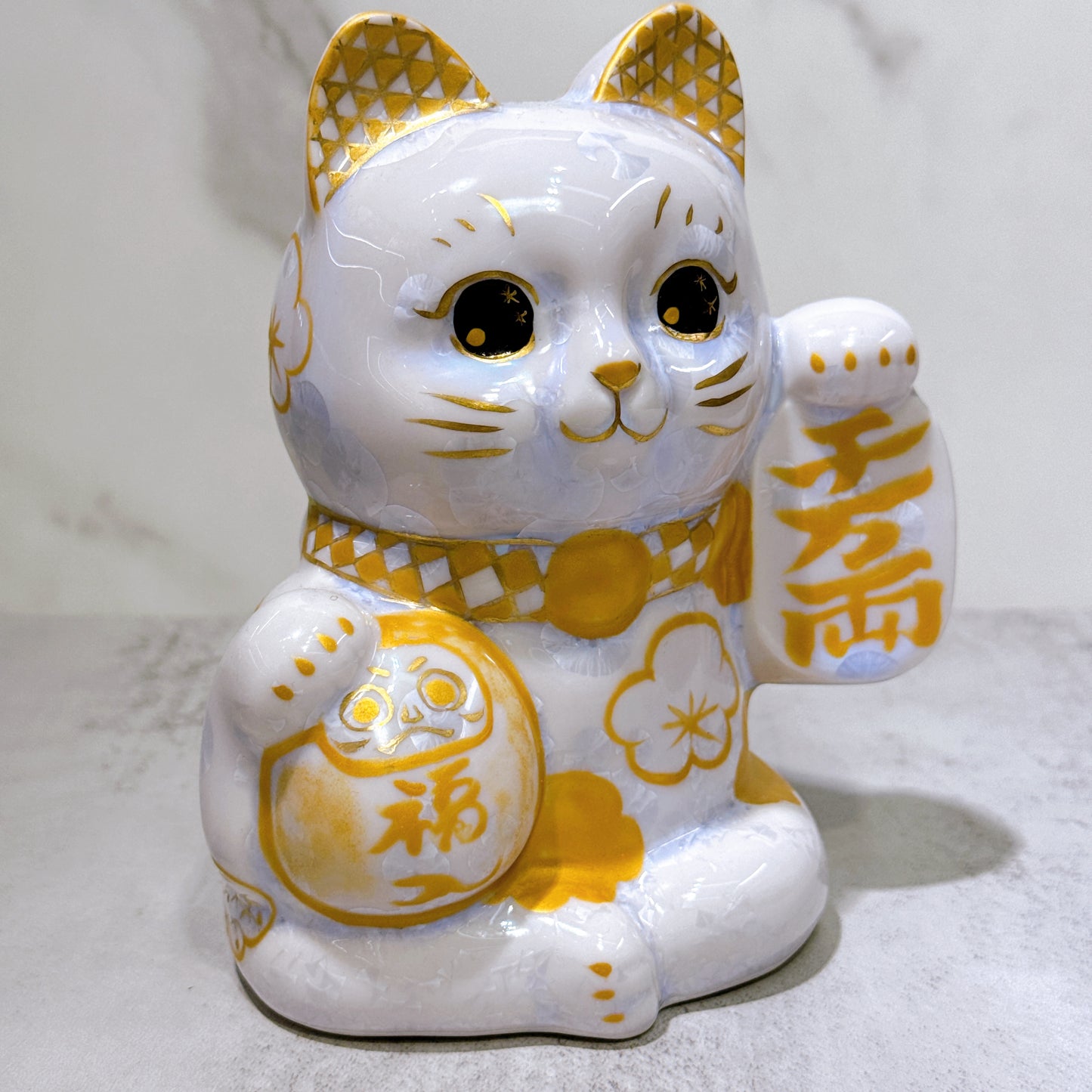 日本清水燒招財貓 達摩 花結晶 藤 千万両