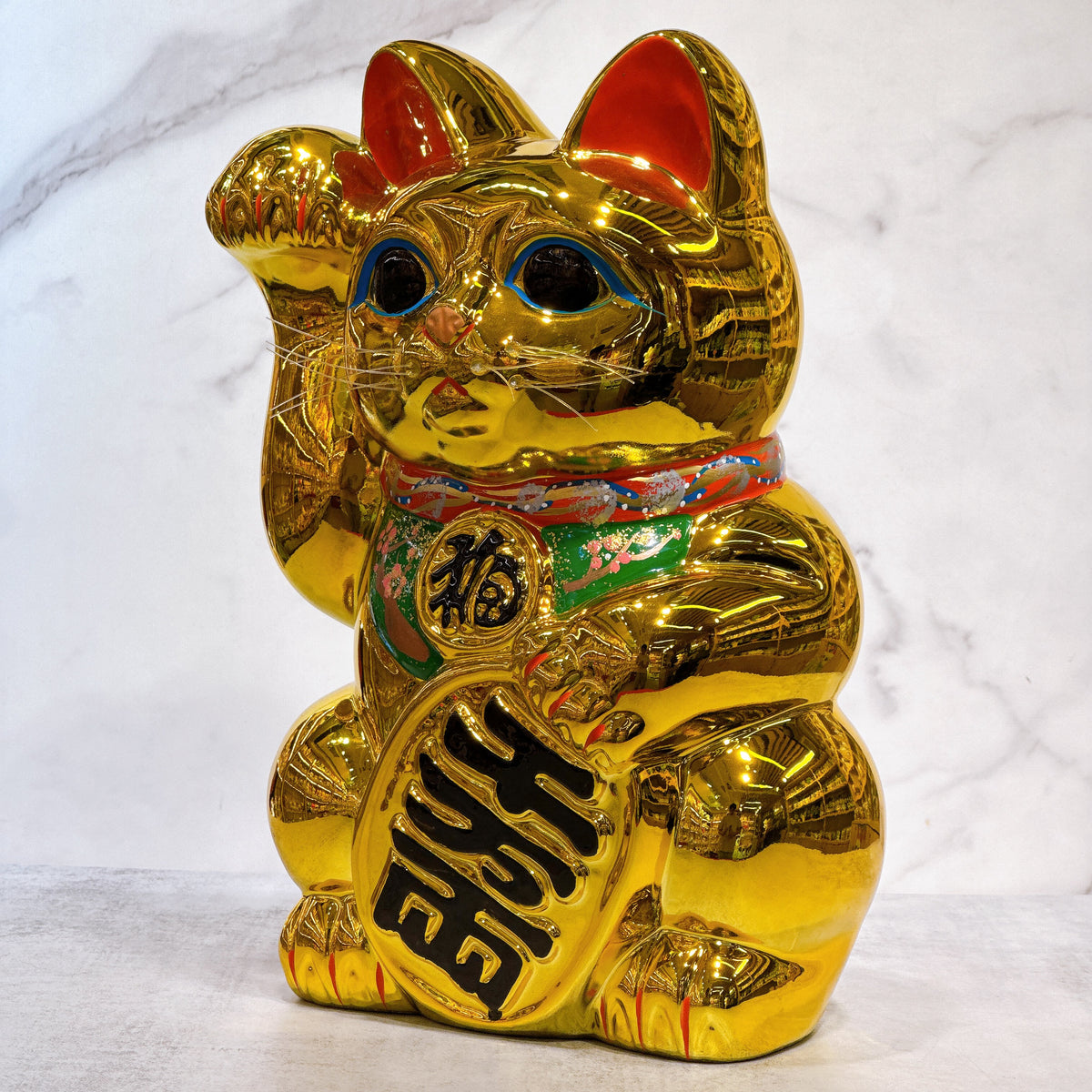 日本常滑小判招財貓 10號 右 金