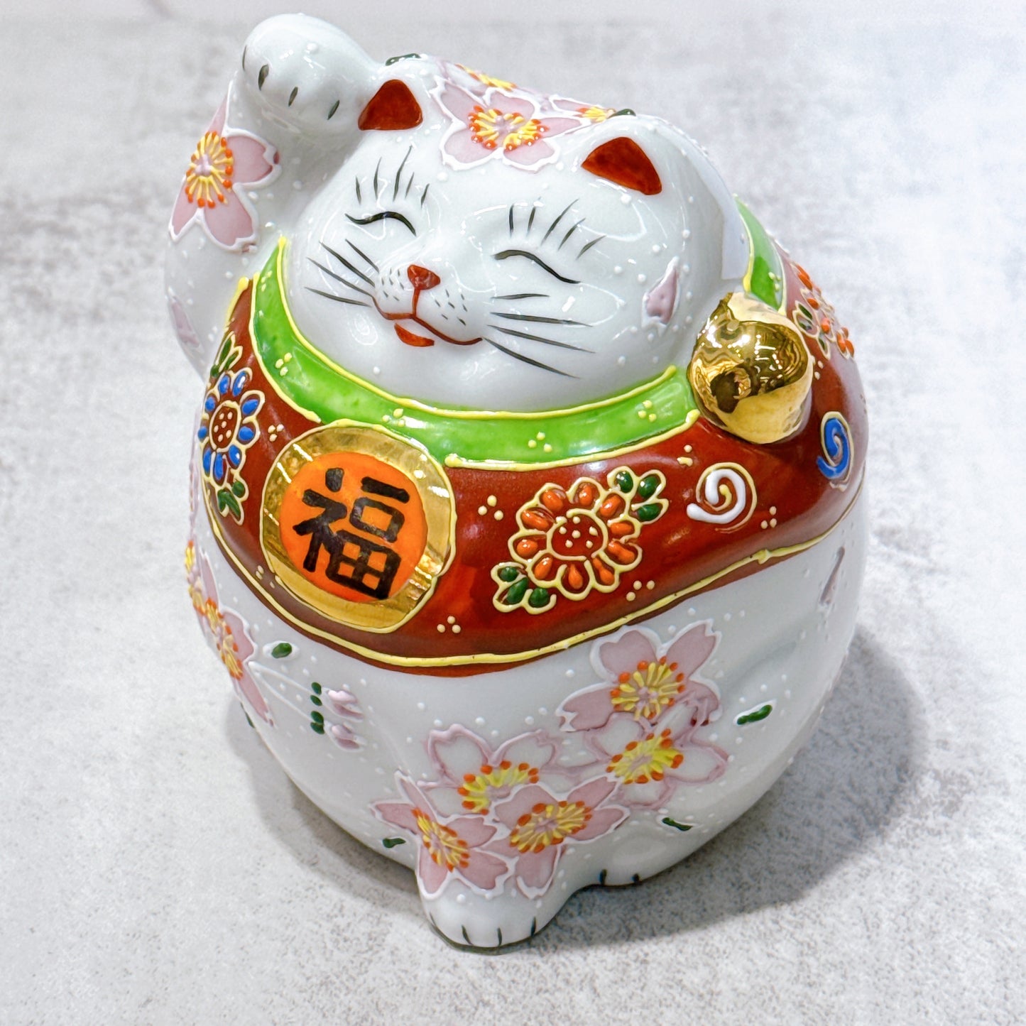 日本九谷燒招財貓 櫻盛 4號