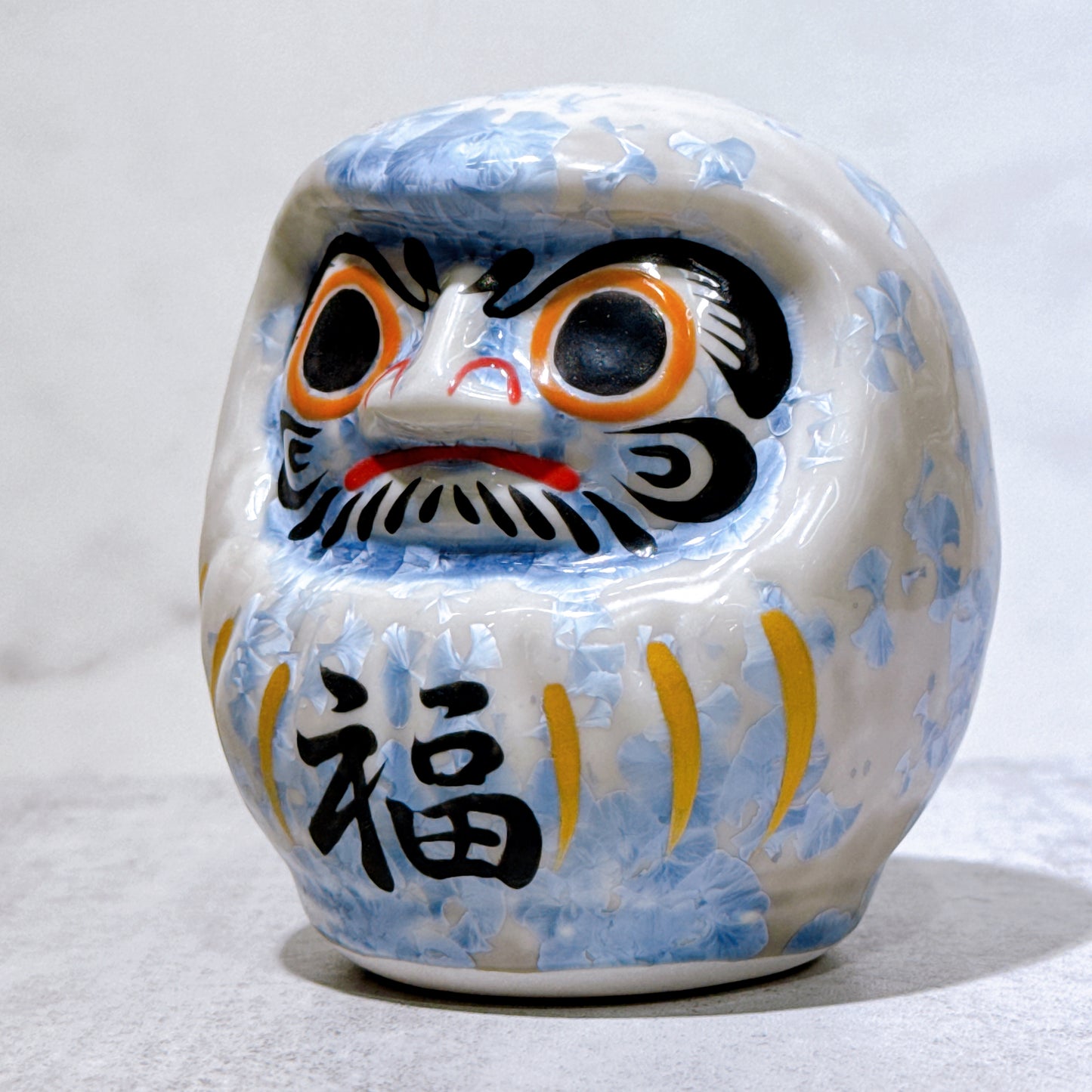 日本清水燒達摩 花結晶 銀藤 樣 小號