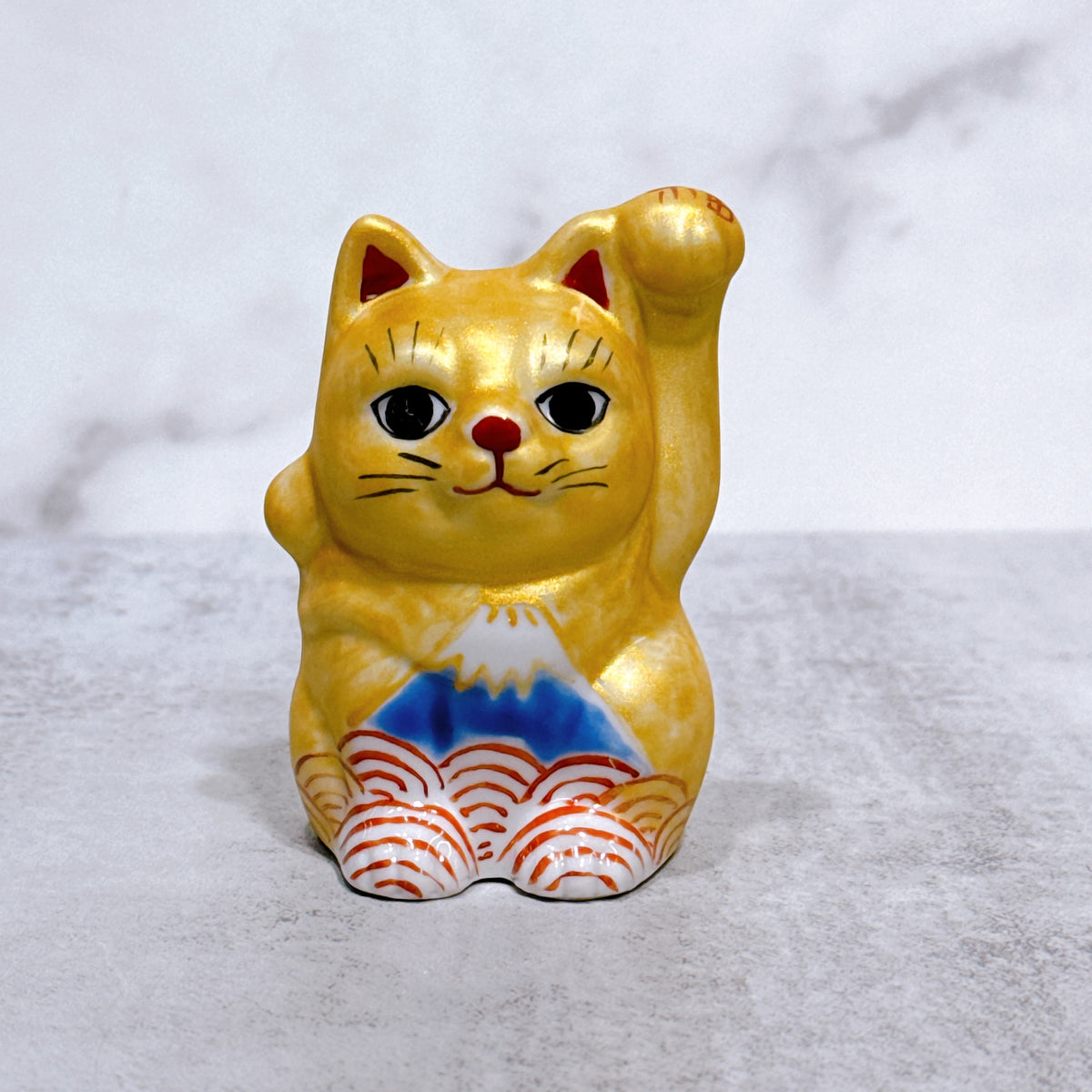 日本九谷燒招財貓 金彩青富士 2.5號