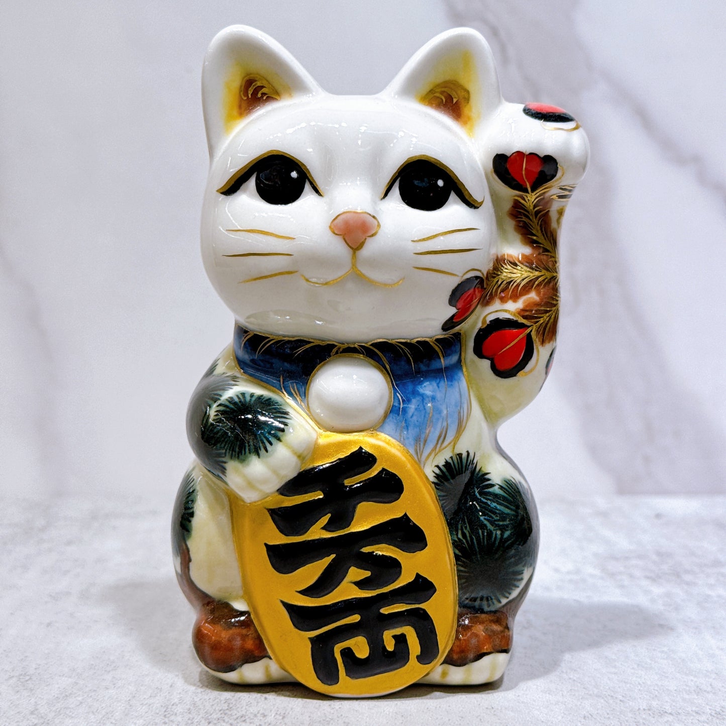 日本清水燒招財貓 色繪 鳳凰