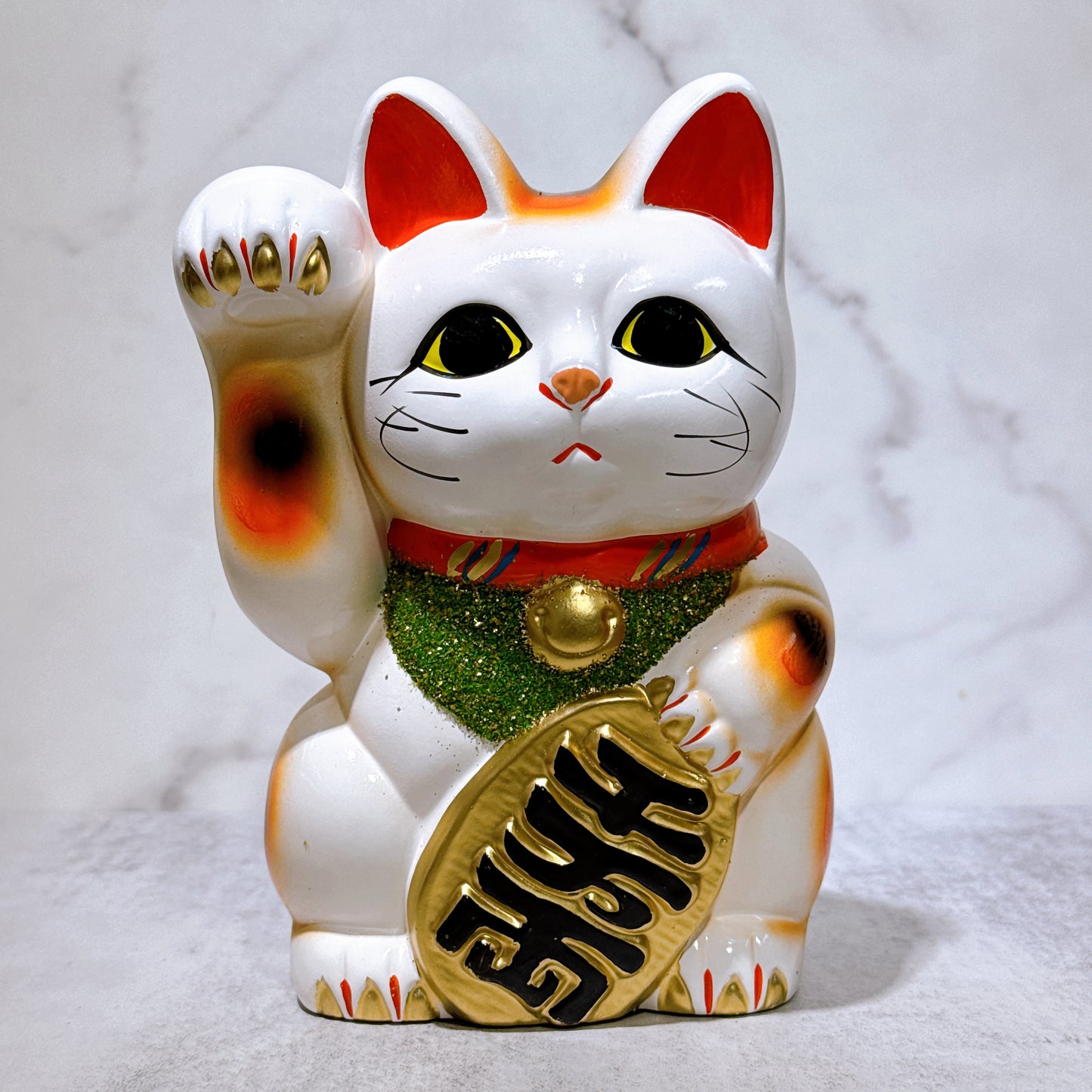 日本常滑小判招財貓 6號 白色