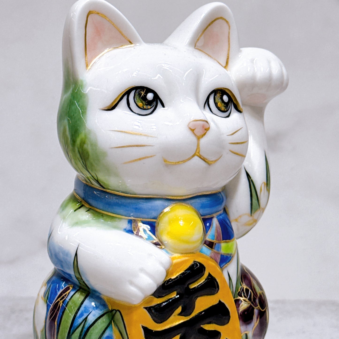 日本清水燒招財貓 色繪 上高地之貓
