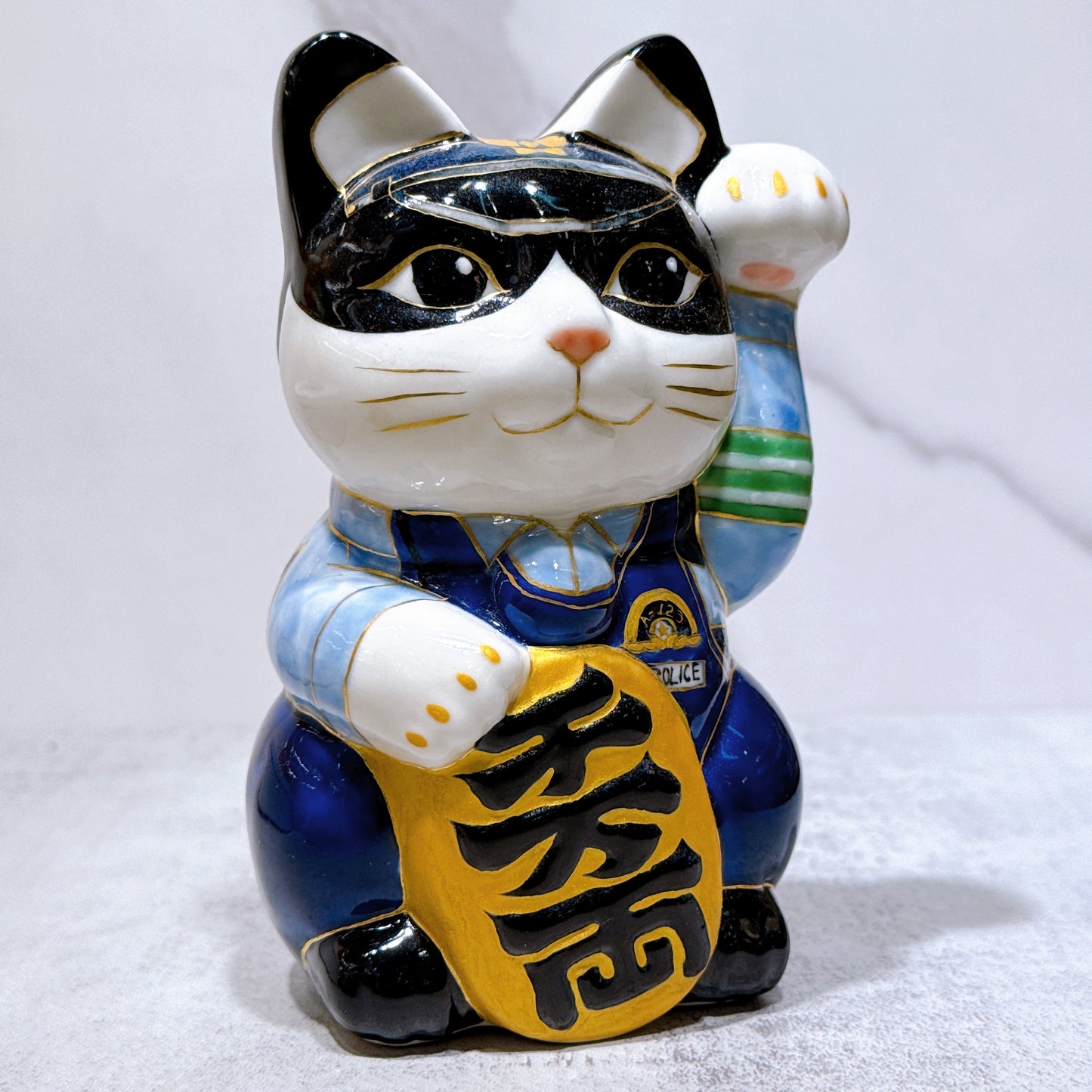日本清水燒招財貓 色繪 警視廳