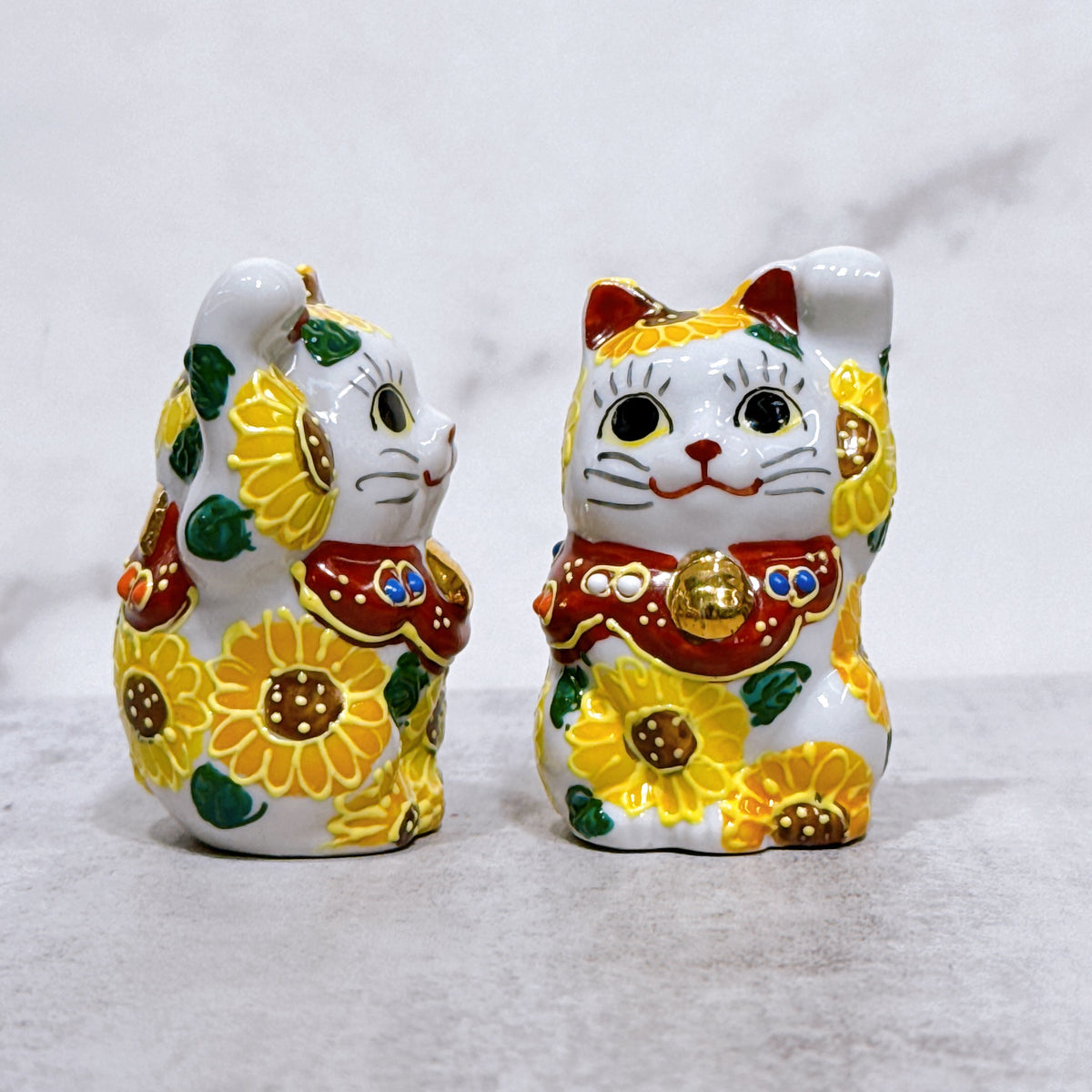 日本九谷燒招財貓 向日葵 2號