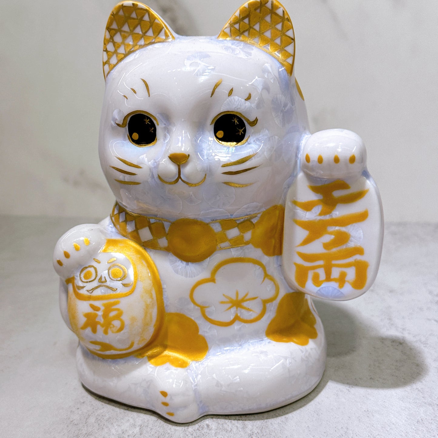 日本清水燒招財貓 達摩 花結晶 藤 千万両