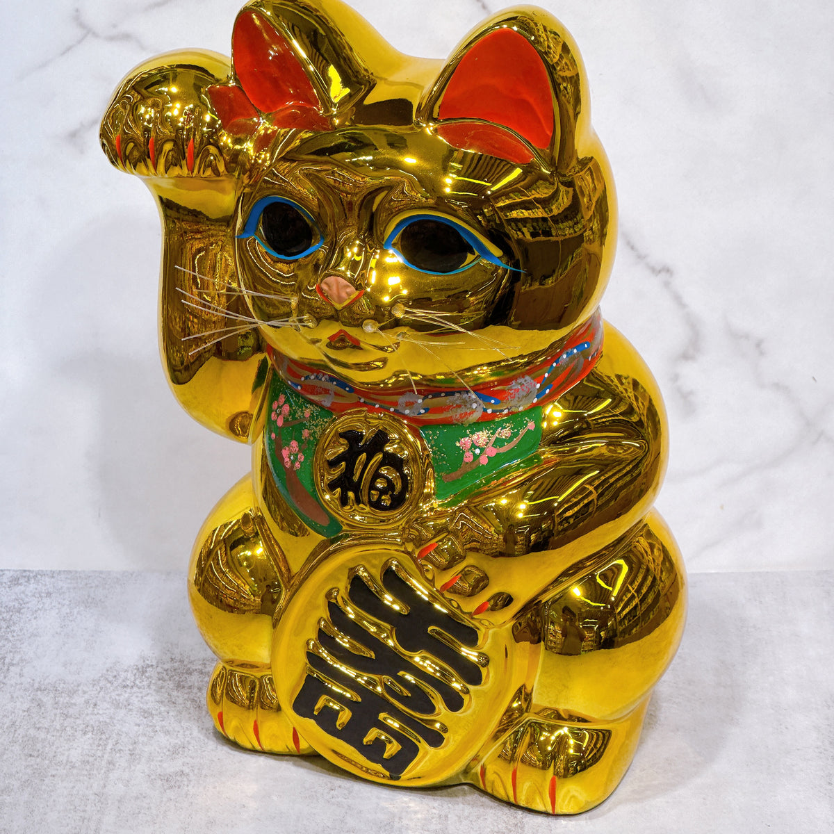 日本常滑小判招財貓 10號 右 金