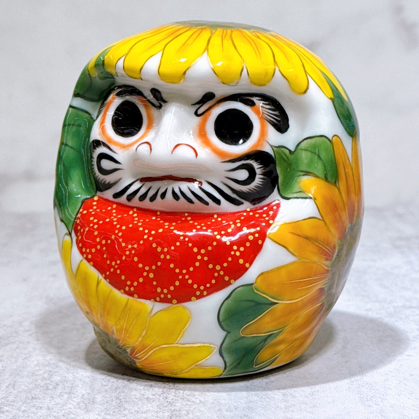 日本清水燒達摩 色繪 向日葵 小號