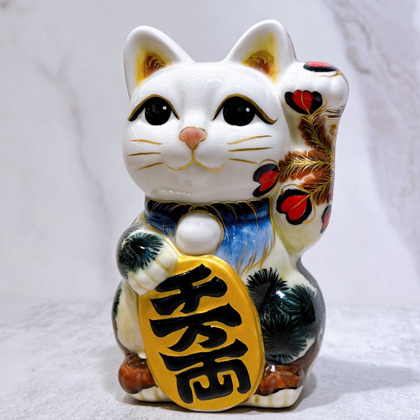日本清水燒招財貓 色繪 鳳凰