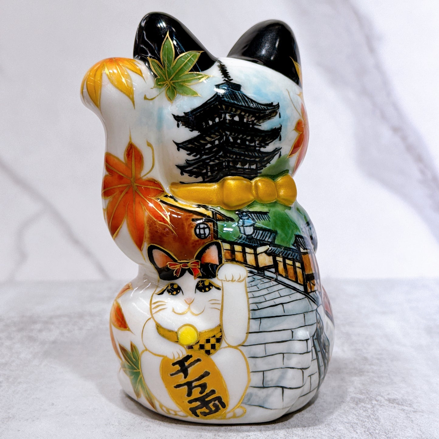 日本清水燒招財貓 色繪 京都八板之貓