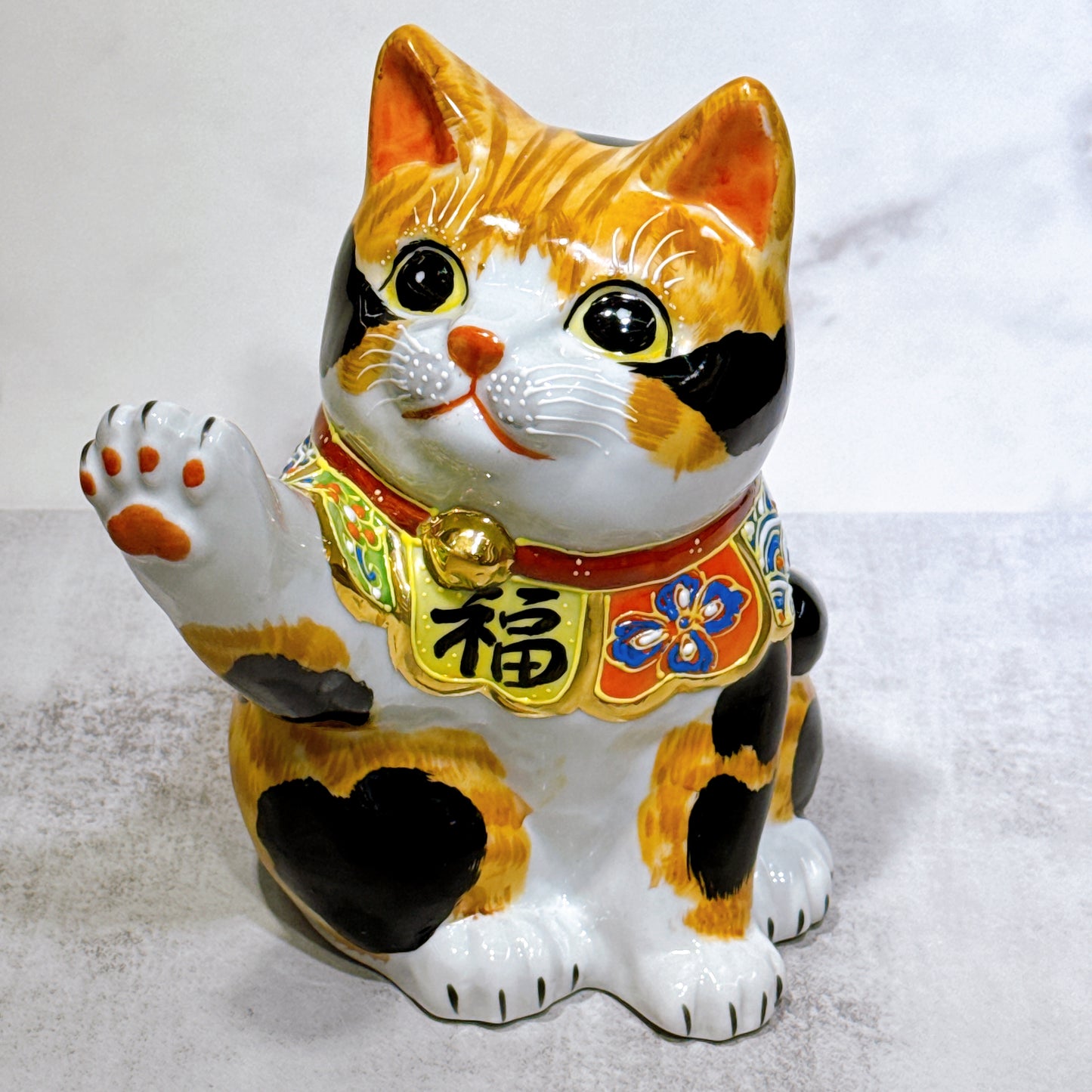 日本九谷燒招財貓 毛長三毛 6.5號