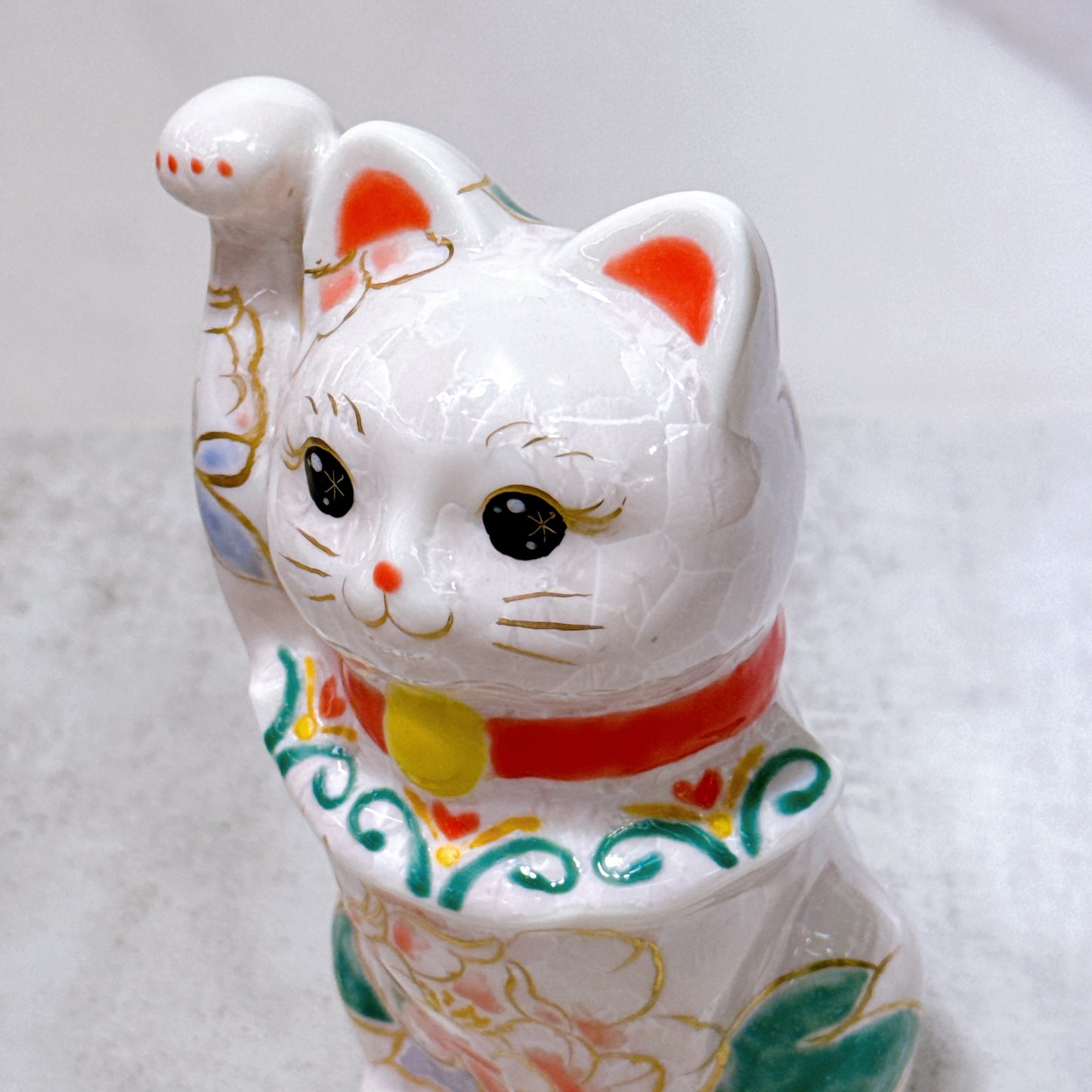 日本清水燒招財貓 花結晶 桃 体花