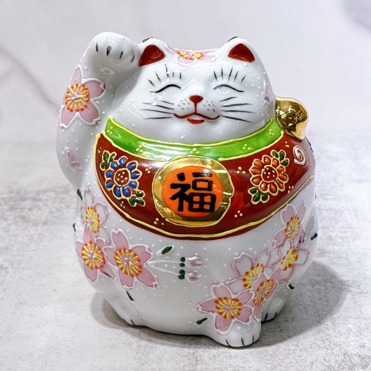 日本九谷燒招財貓 櫻盛 4號