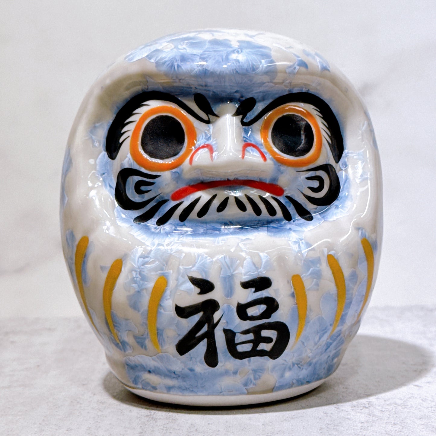 日本清水燒達摩 花結晶 銀藤 樣 小號