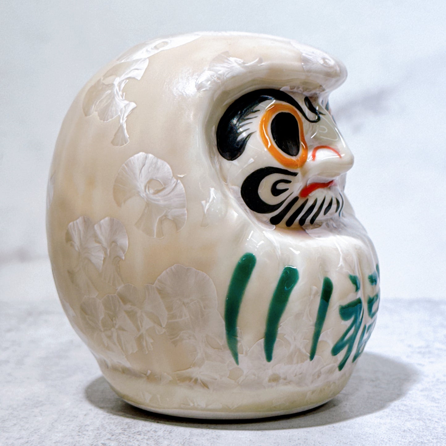 日本清水燒達摩 花結晶 杏 樣 小號