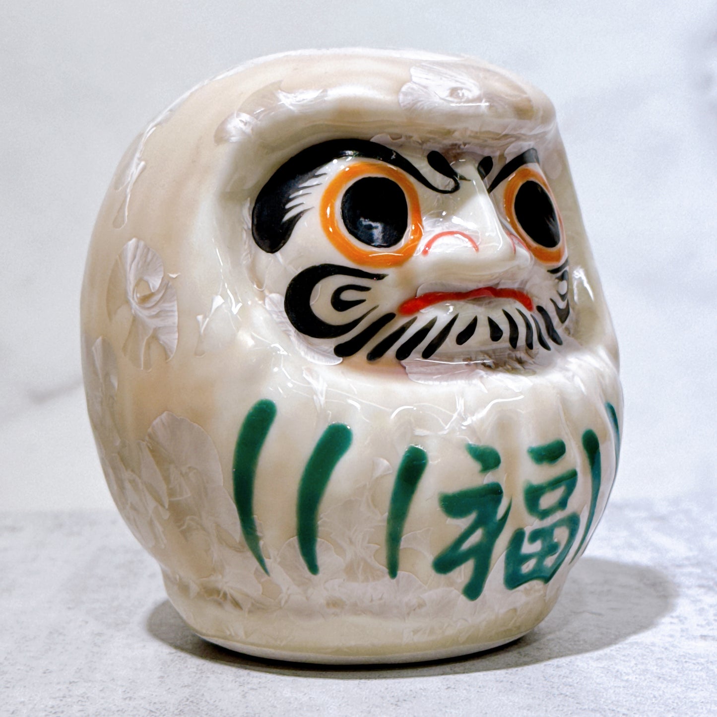 日本清水燒達摩 花結晶 杏 樣 小號