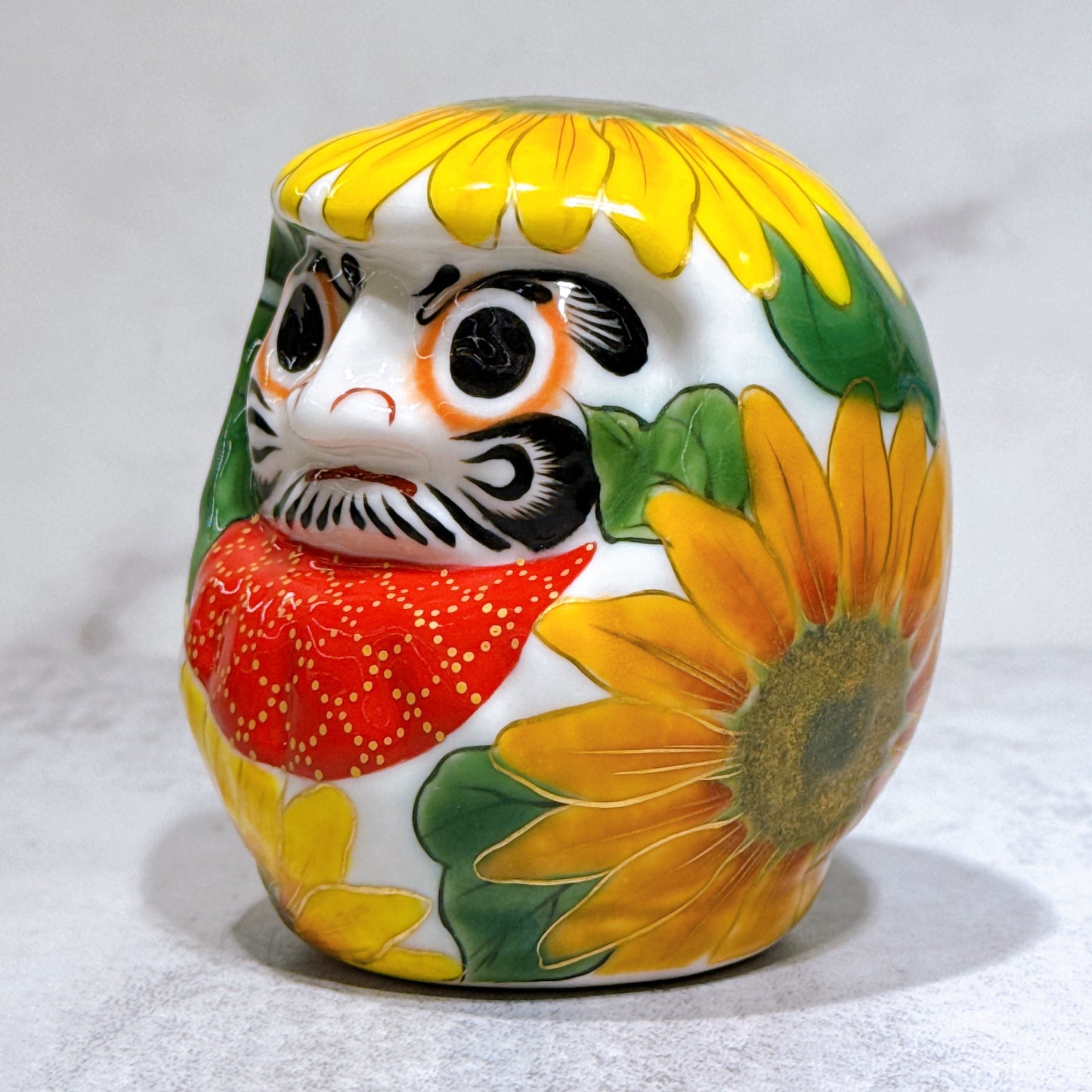 日本清水燒達摩 色繪 向日葵 小號