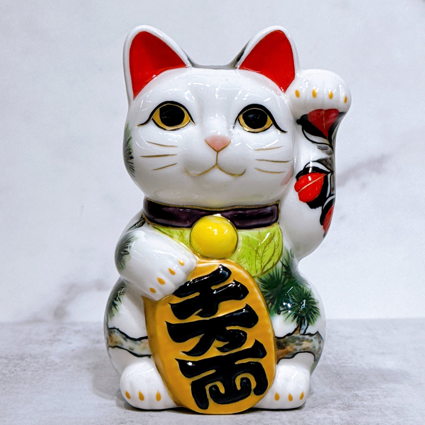 日本清水燒招財貓 色繪 鳳凰