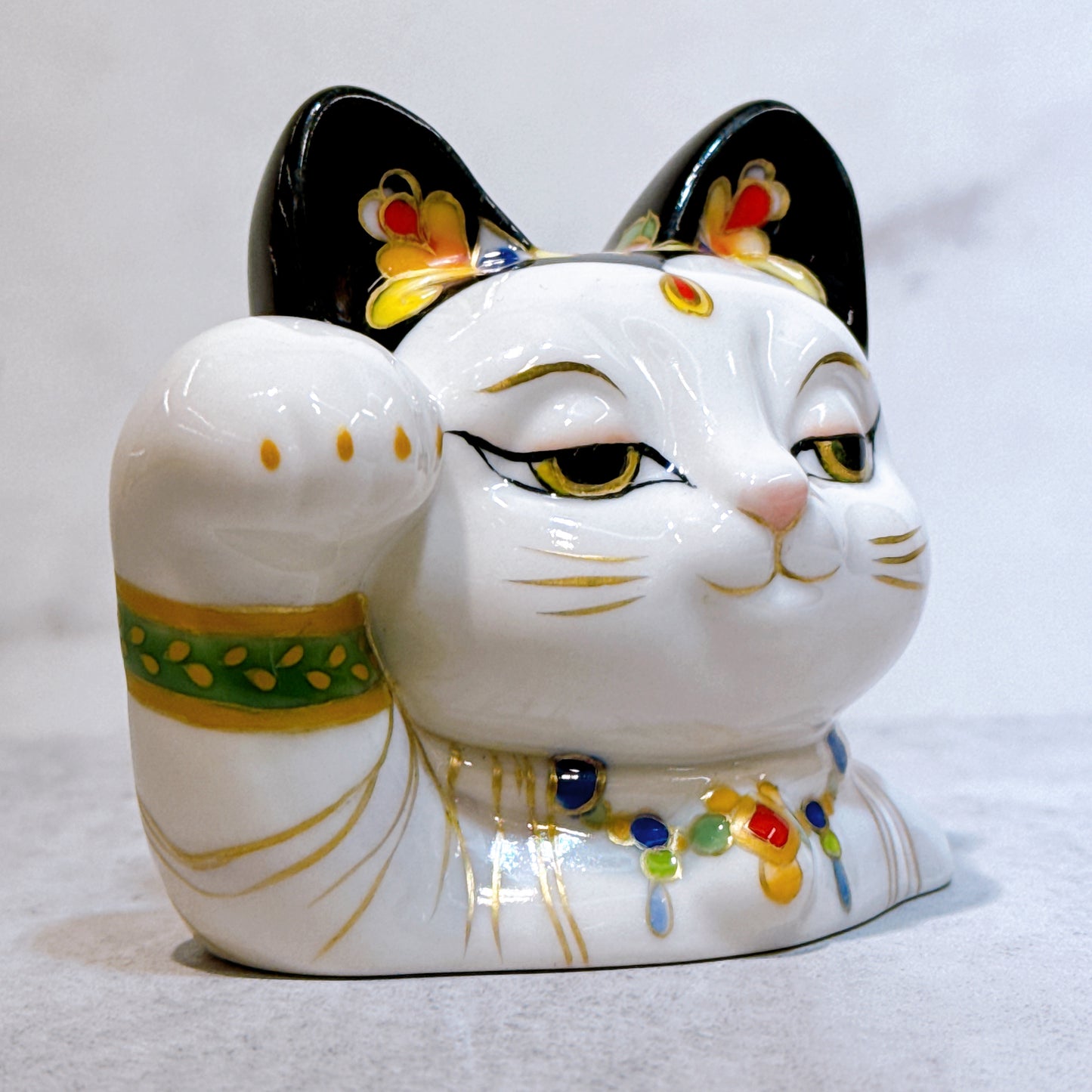 日本清水烧招财猫 达摩 花结晶 银藤 亿万两