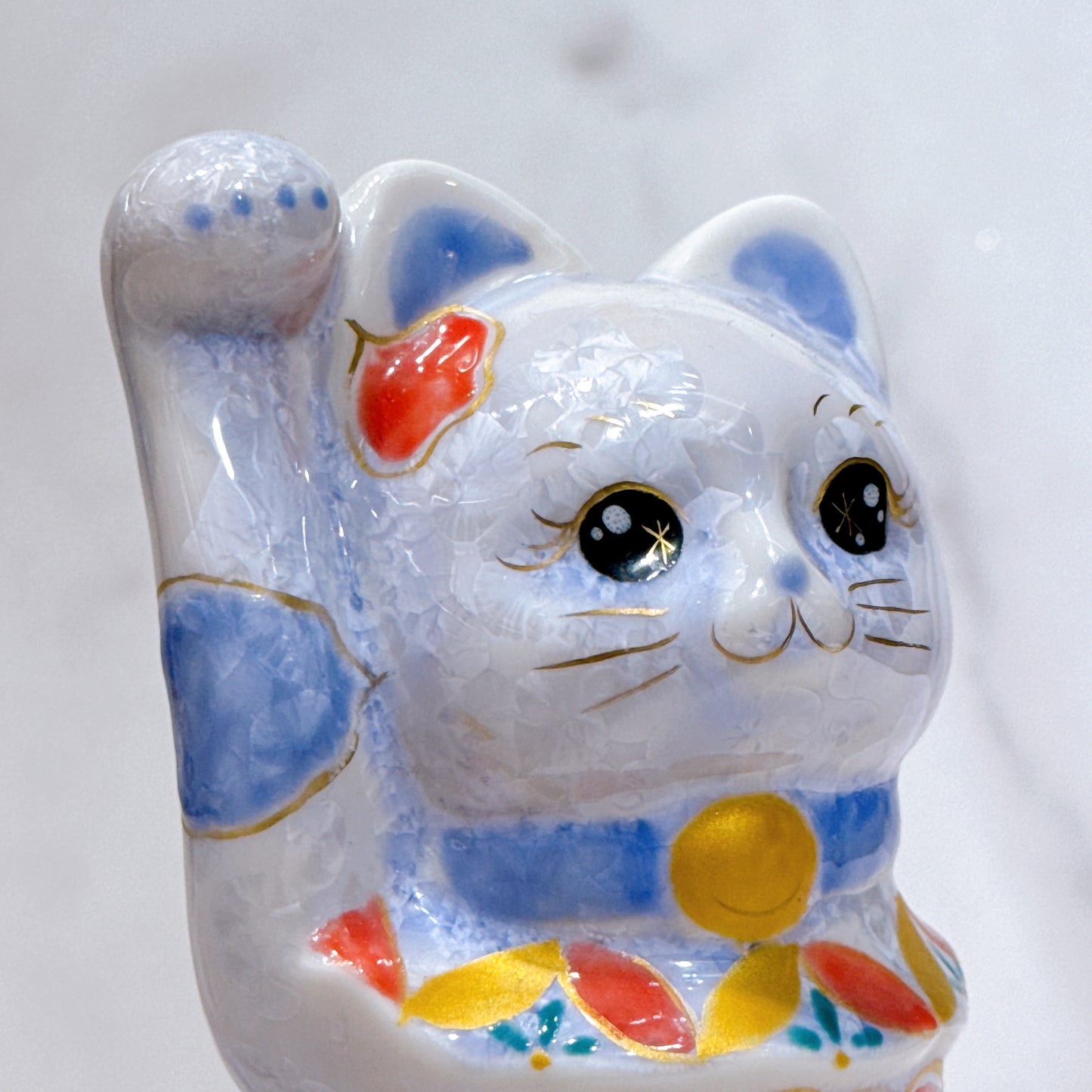 日本清水燒招財貓 花結晶 藤 体花