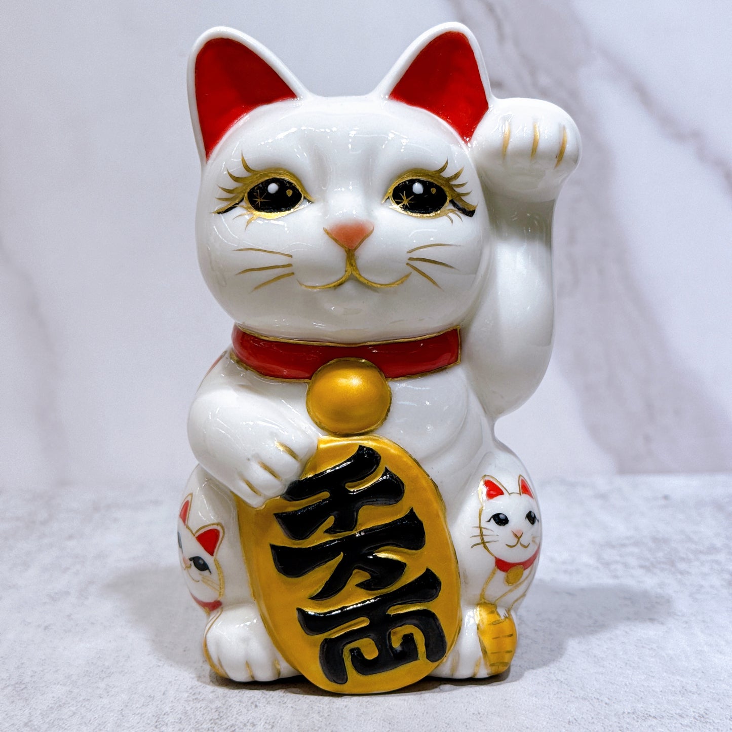 日本清水烧招财猫仫绘白地猫阵