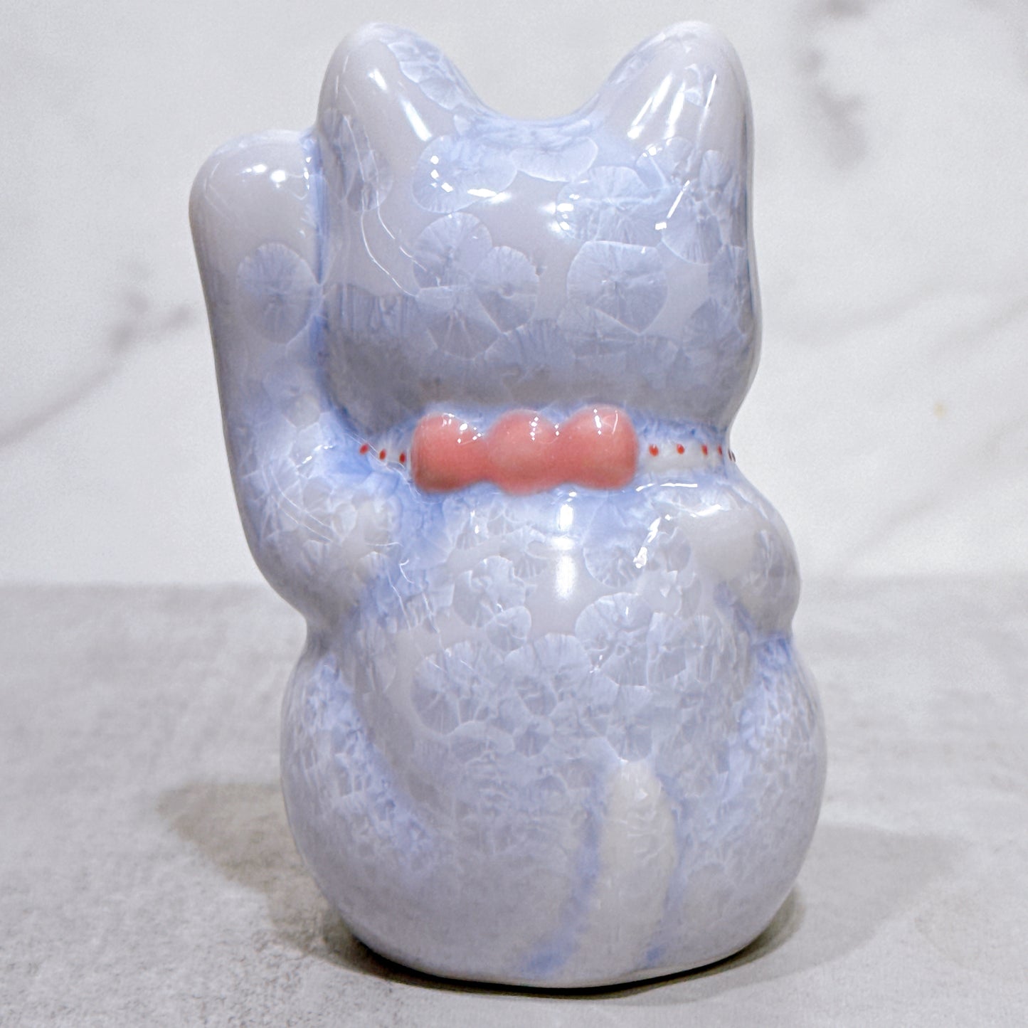 日本清水燒招財貓 花結晶 藤 左 特小
