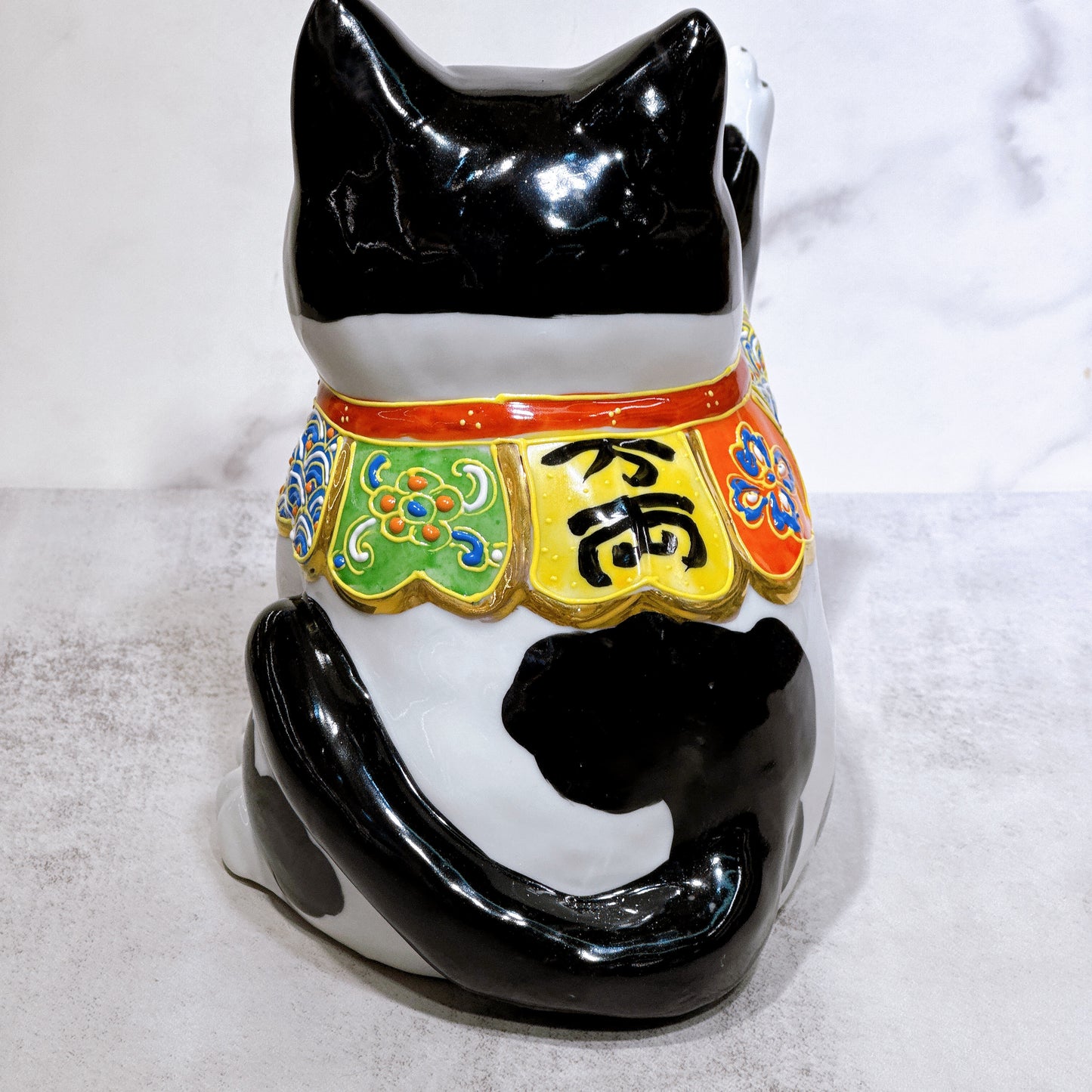 日本九谷燒招財貓 黑布 6.5號