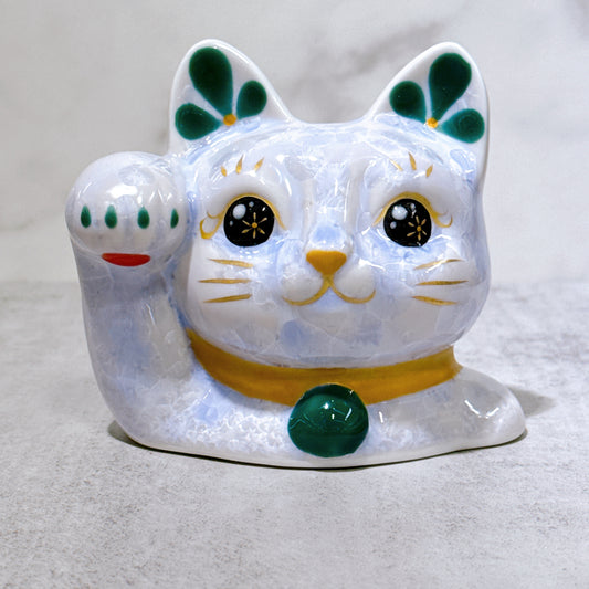 日本清水烧招财猫 达摩 花结晶 银藤 亿万两