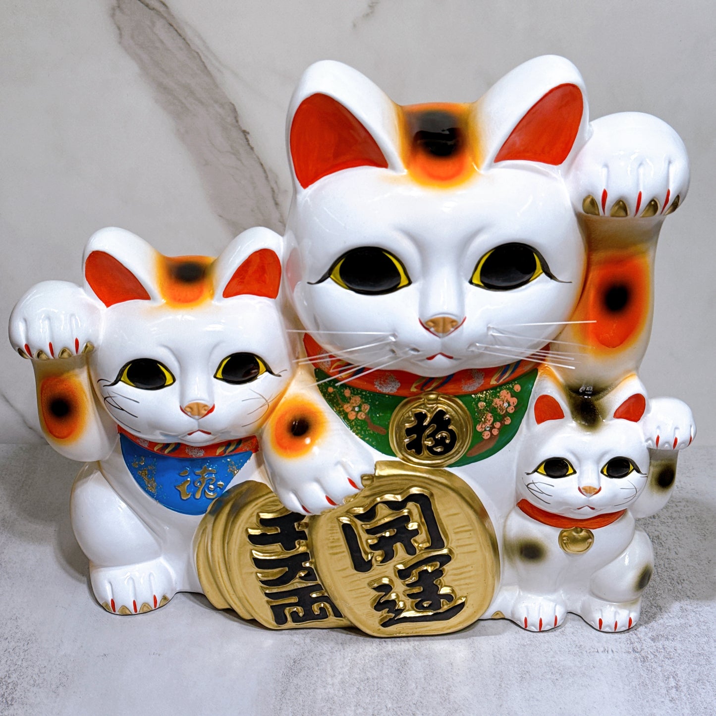 Japanese Tokoname Million Two or Three Cats Lucky Cat No. 10