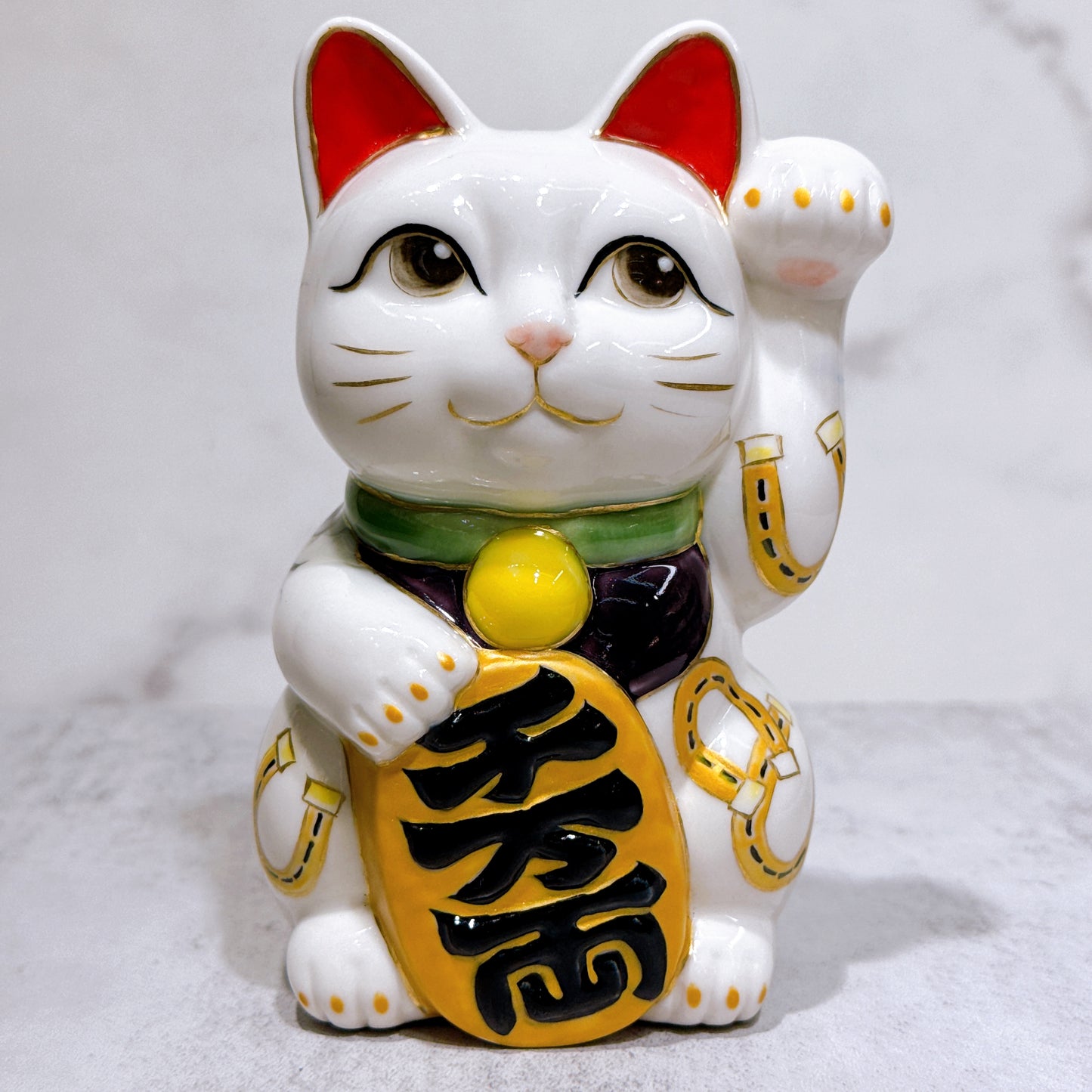 日本清水燒招財貓 色繪 奔騰