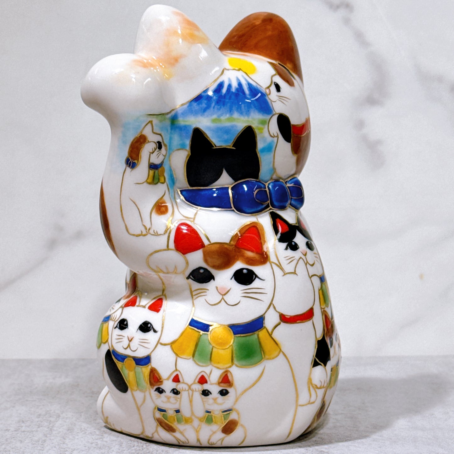 日本清水燒招財貓 色繪 描貓之樂