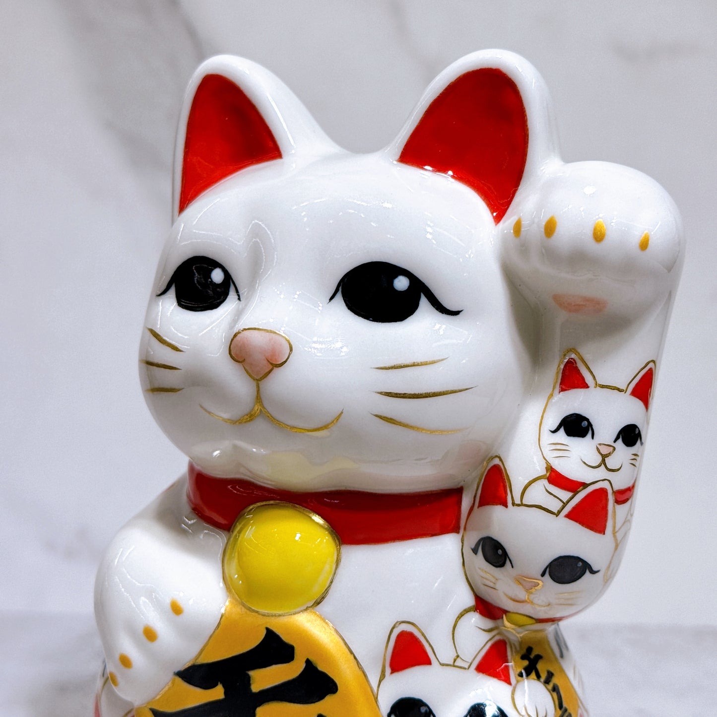 日本清水燒招財貓 色繪 貓陣 中號