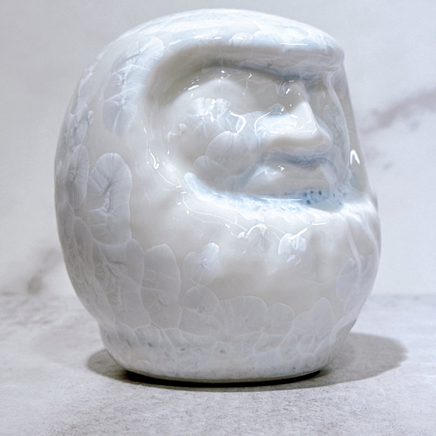 日本清水燒達摩 花結晶 白 無地 小號