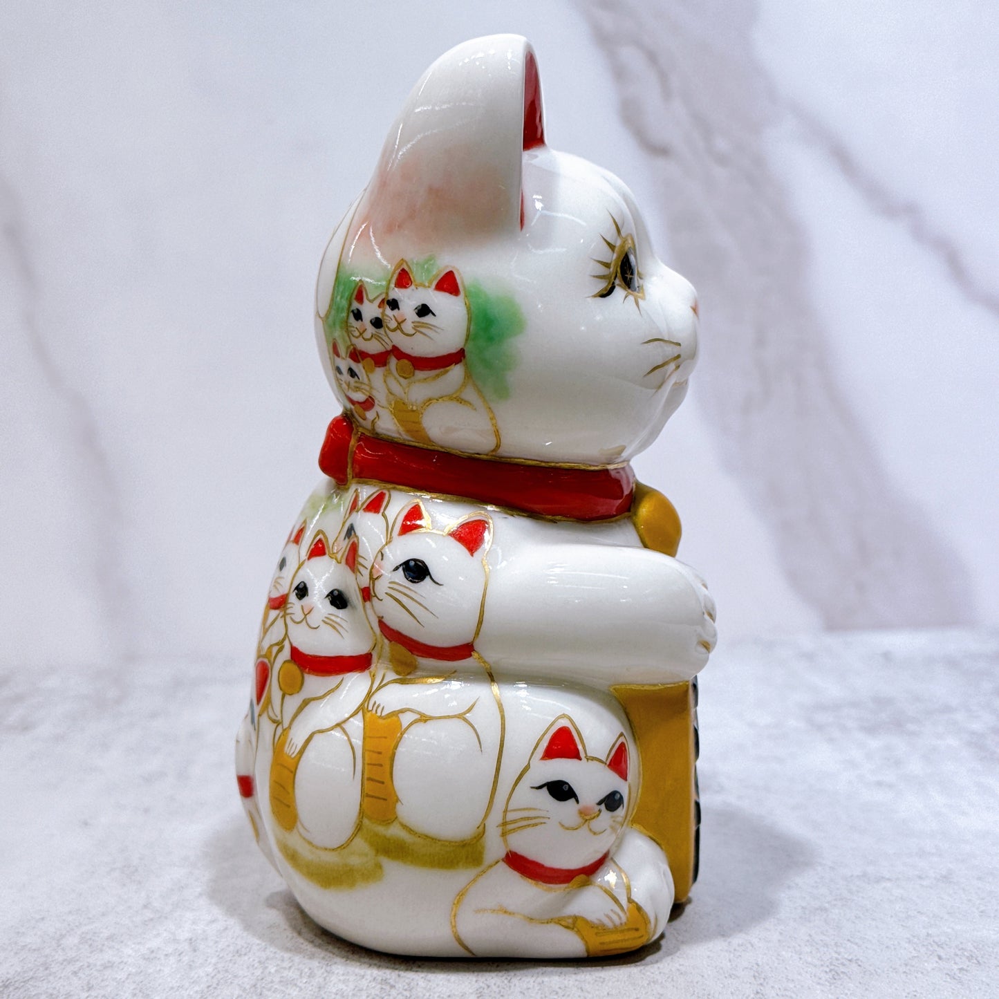 日本清水烧招财猫仫绘白地猫阵