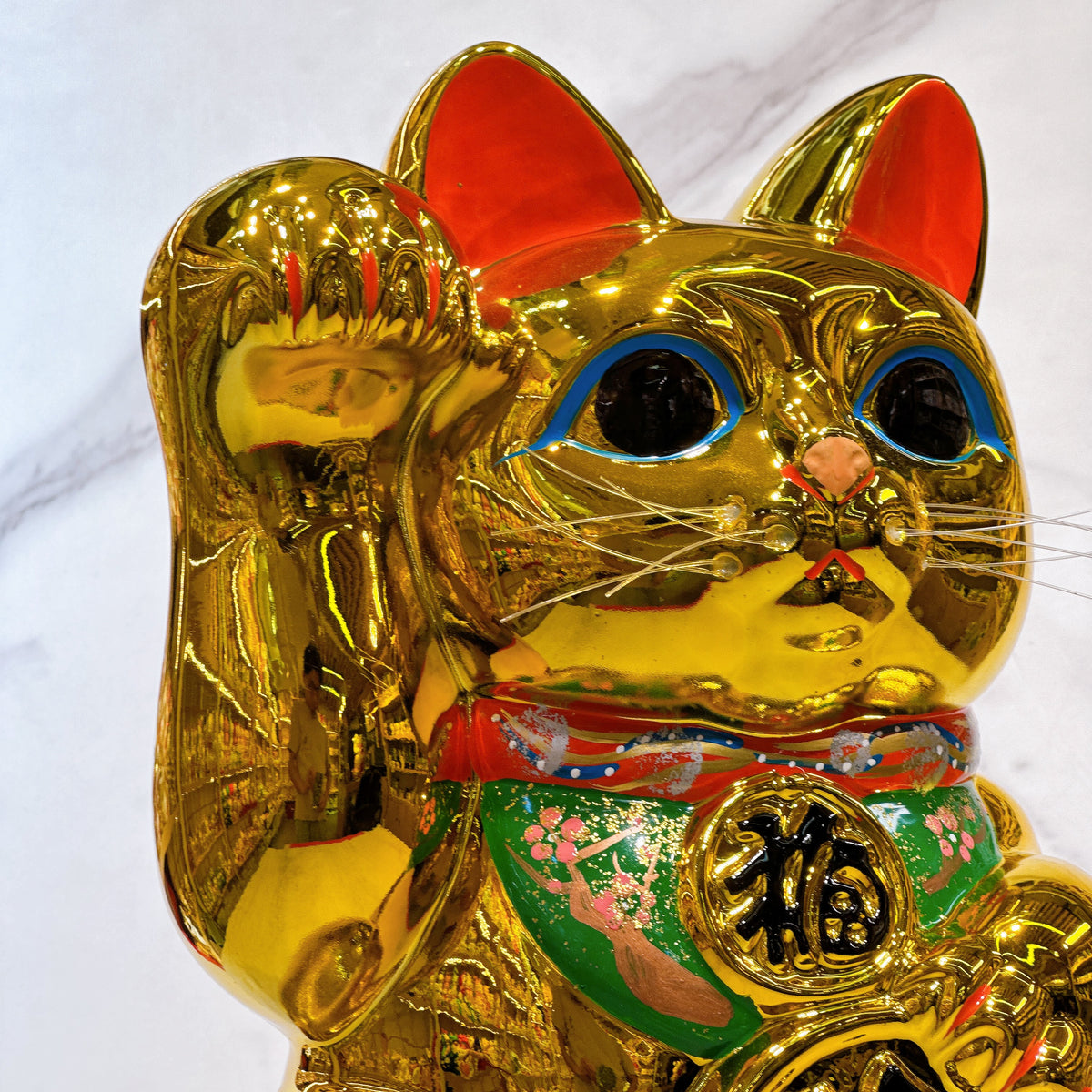 日本常滑小判招財貓 10號 右 金
