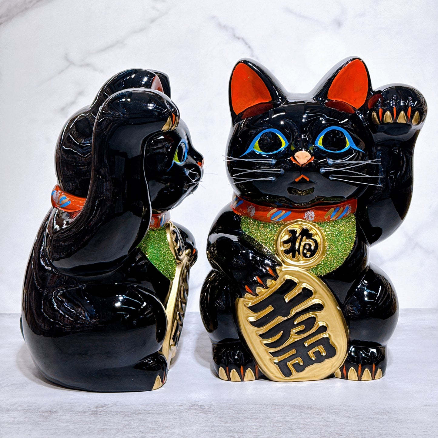 日本常滑小判招財猫 8號 黑