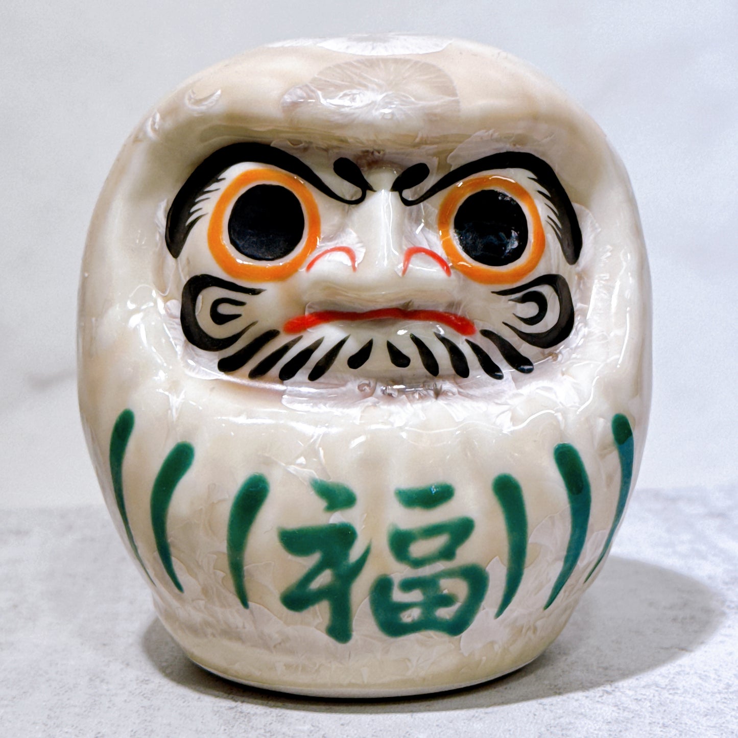 日本清水燒達摩 花結晶 杏 樣 小號
