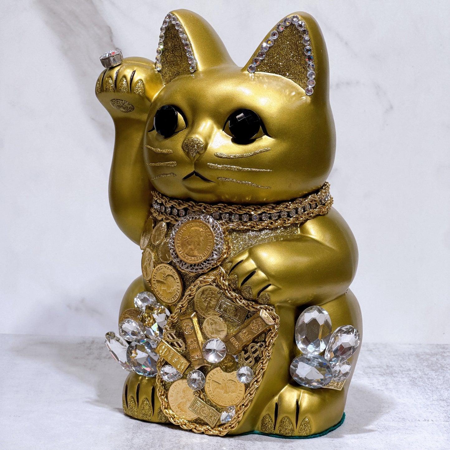 日本花見招財貓 百萬富翁 8號 金