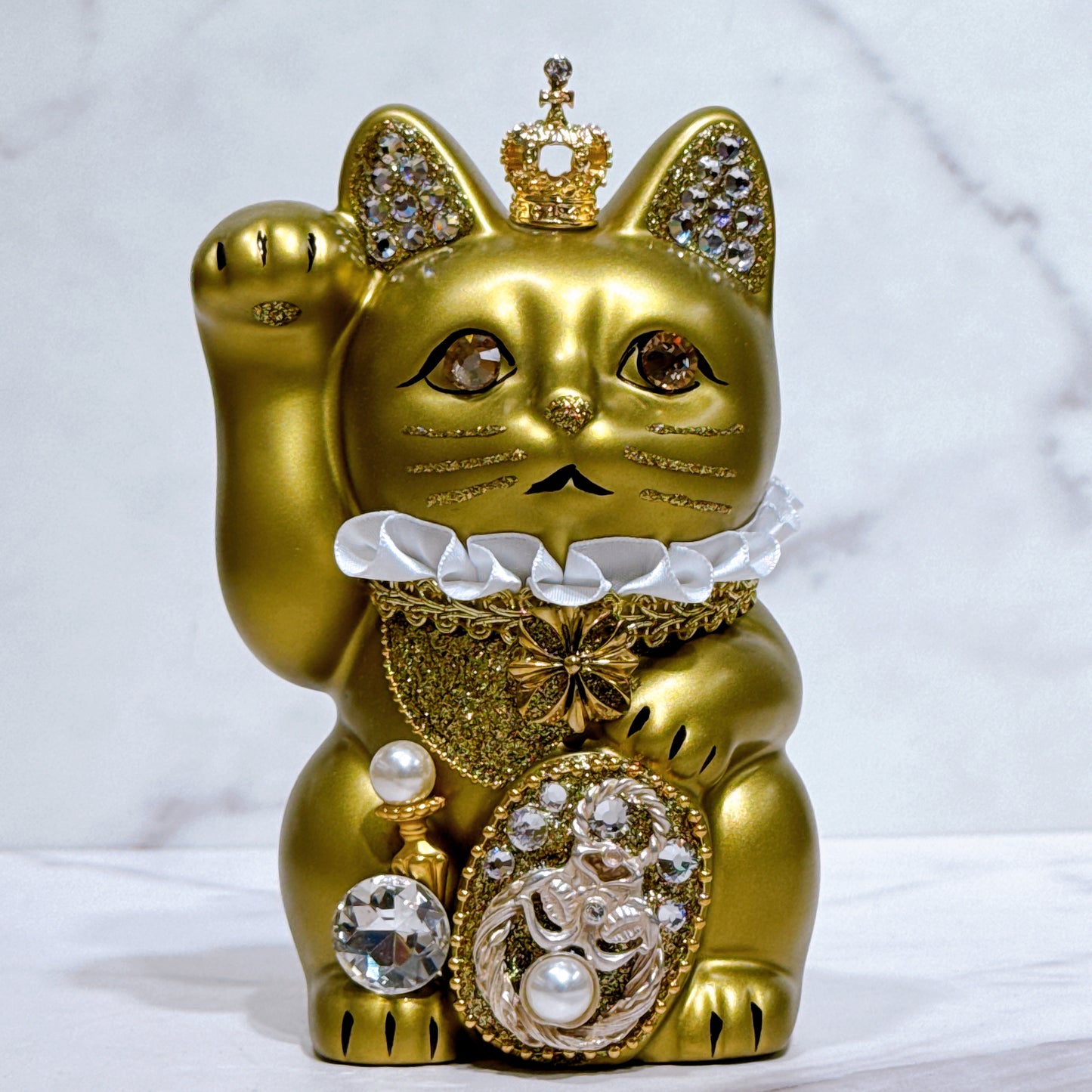 日本花見招財貓 皇冠璀璨 5號 金