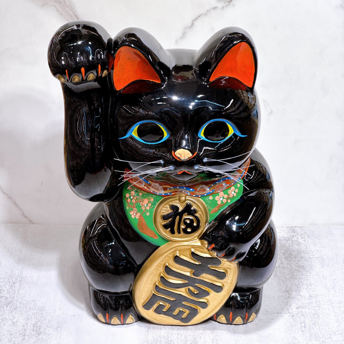 日本常滑小判招財貓 13號 黑 右