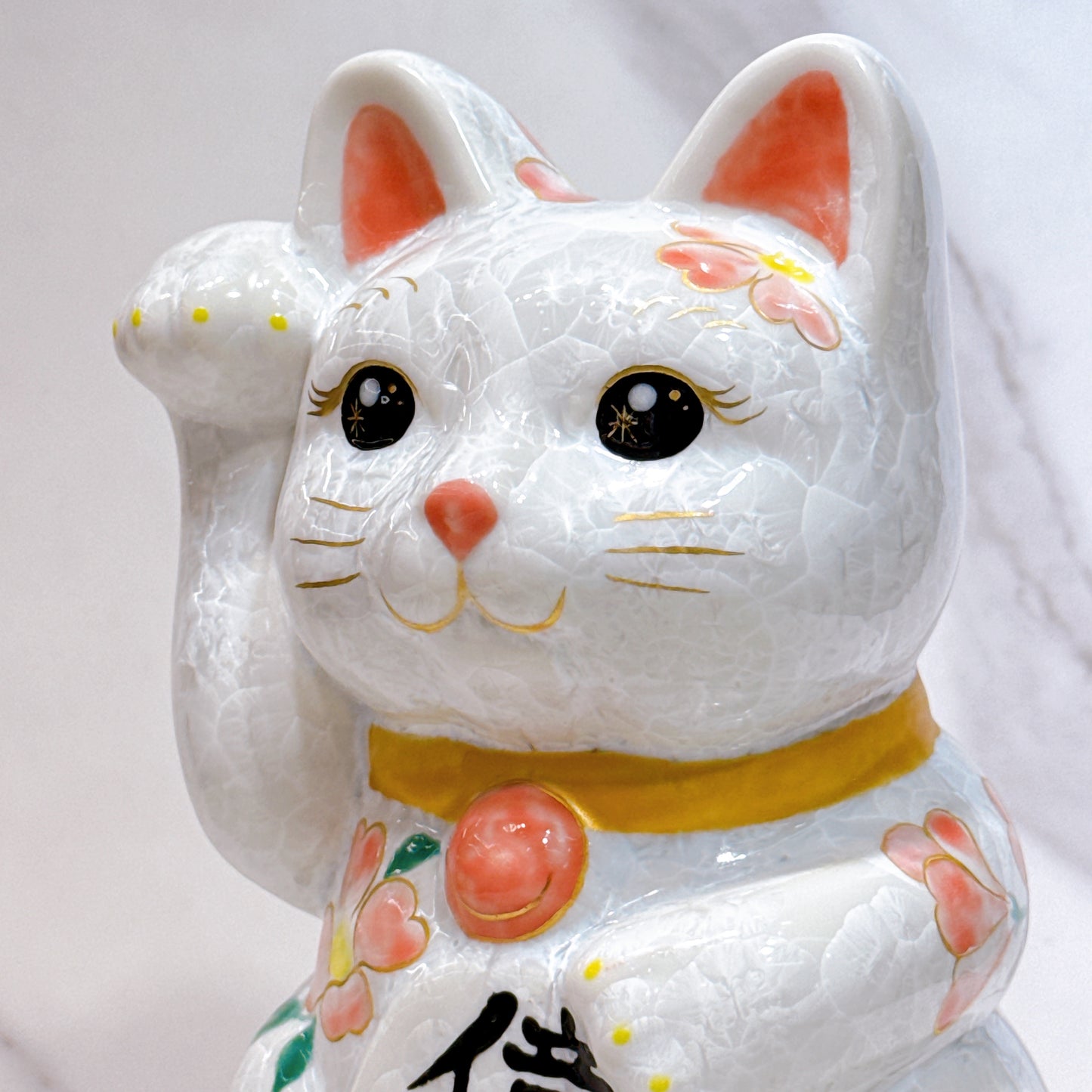 Japanese Kiyomizu-yaki lucky cat flower crystallization, millions of taels of flower, extra large right