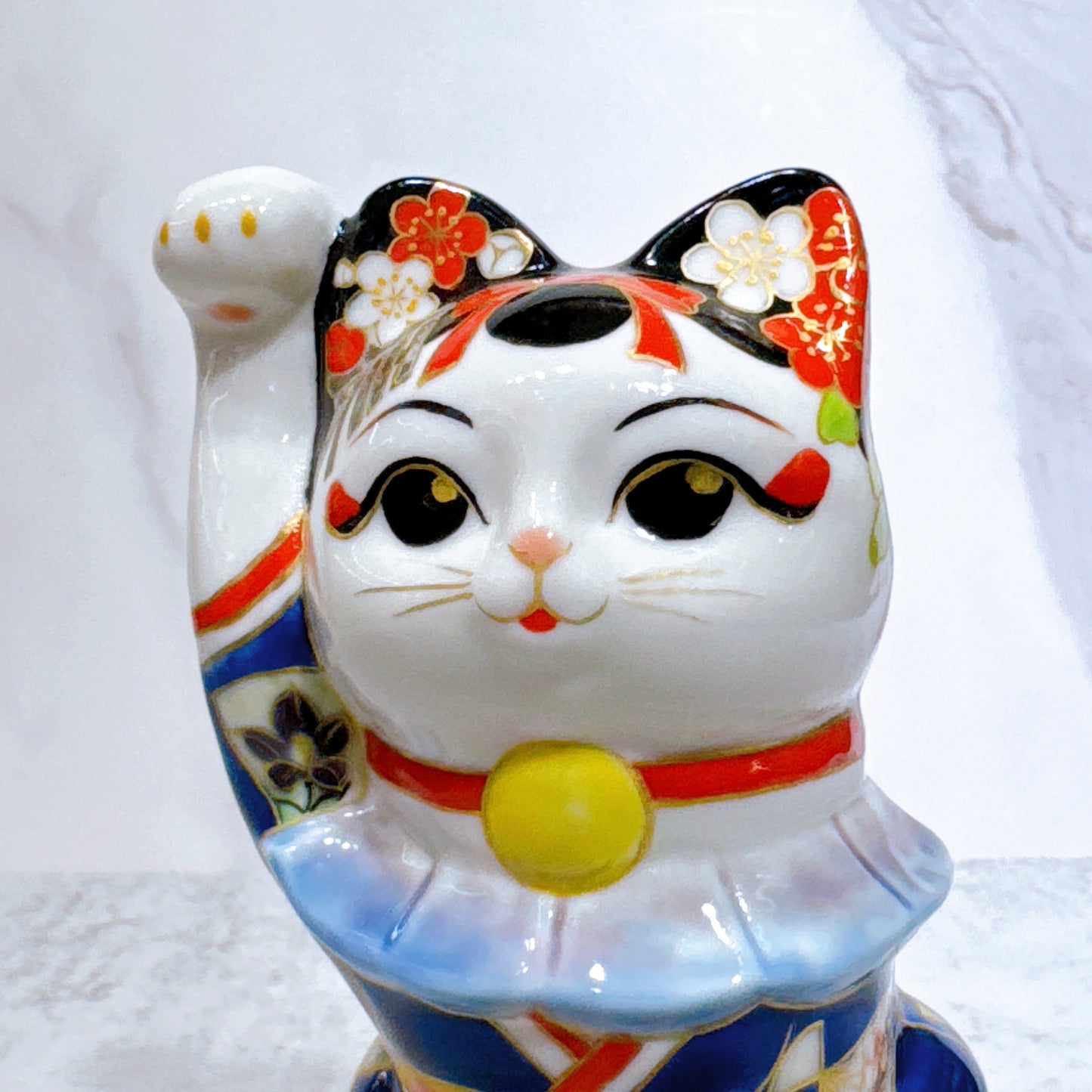 日本清水燒招財貓 色繪 舞妓富士 櫻