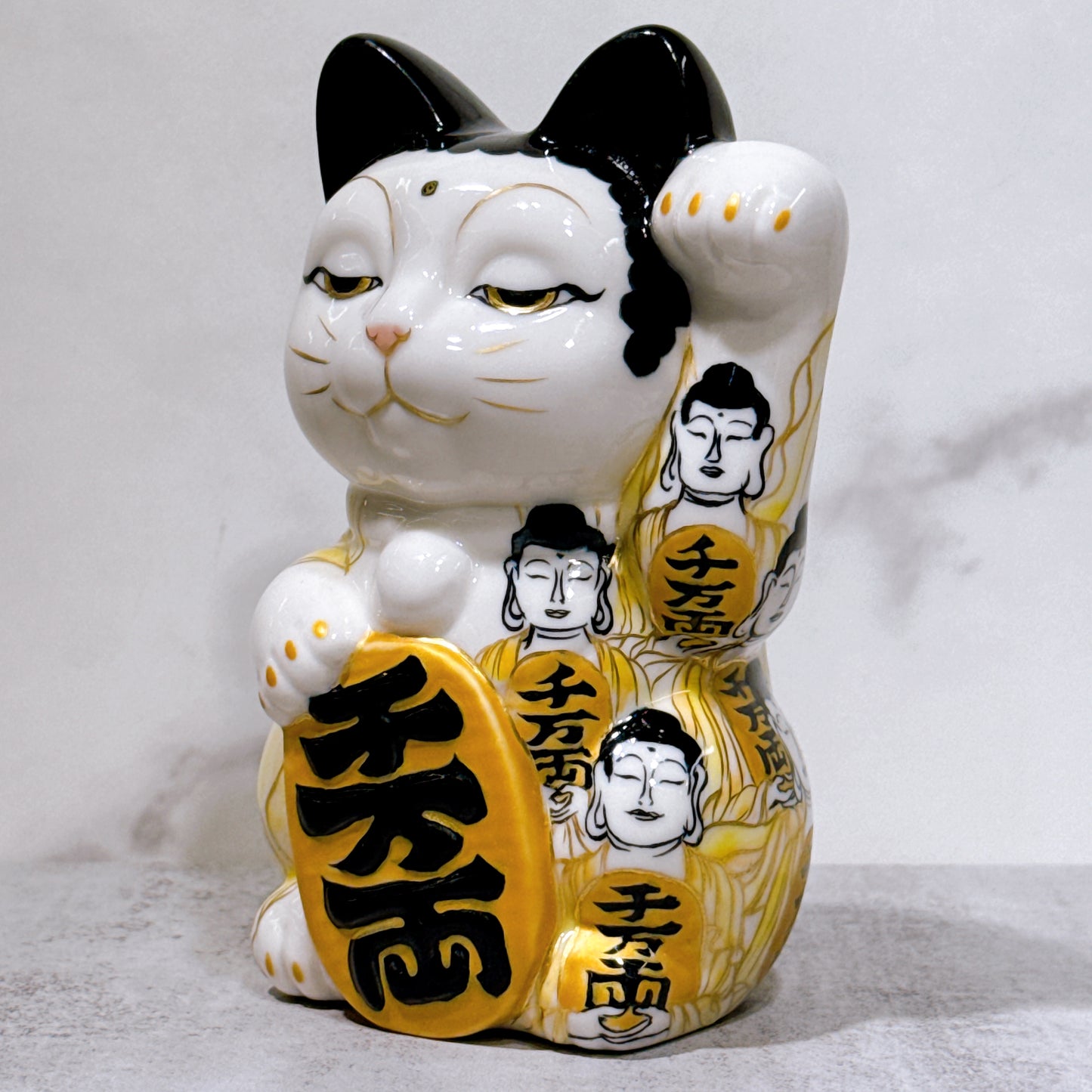 日本清水燒招財貓 仫繪 佛陀 描詰