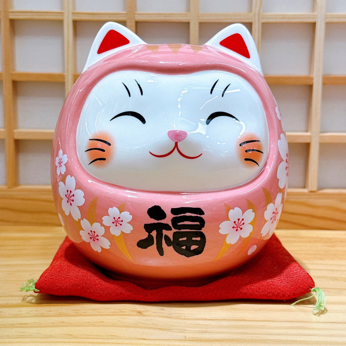 日本開運達摩招財貓 桜桃福