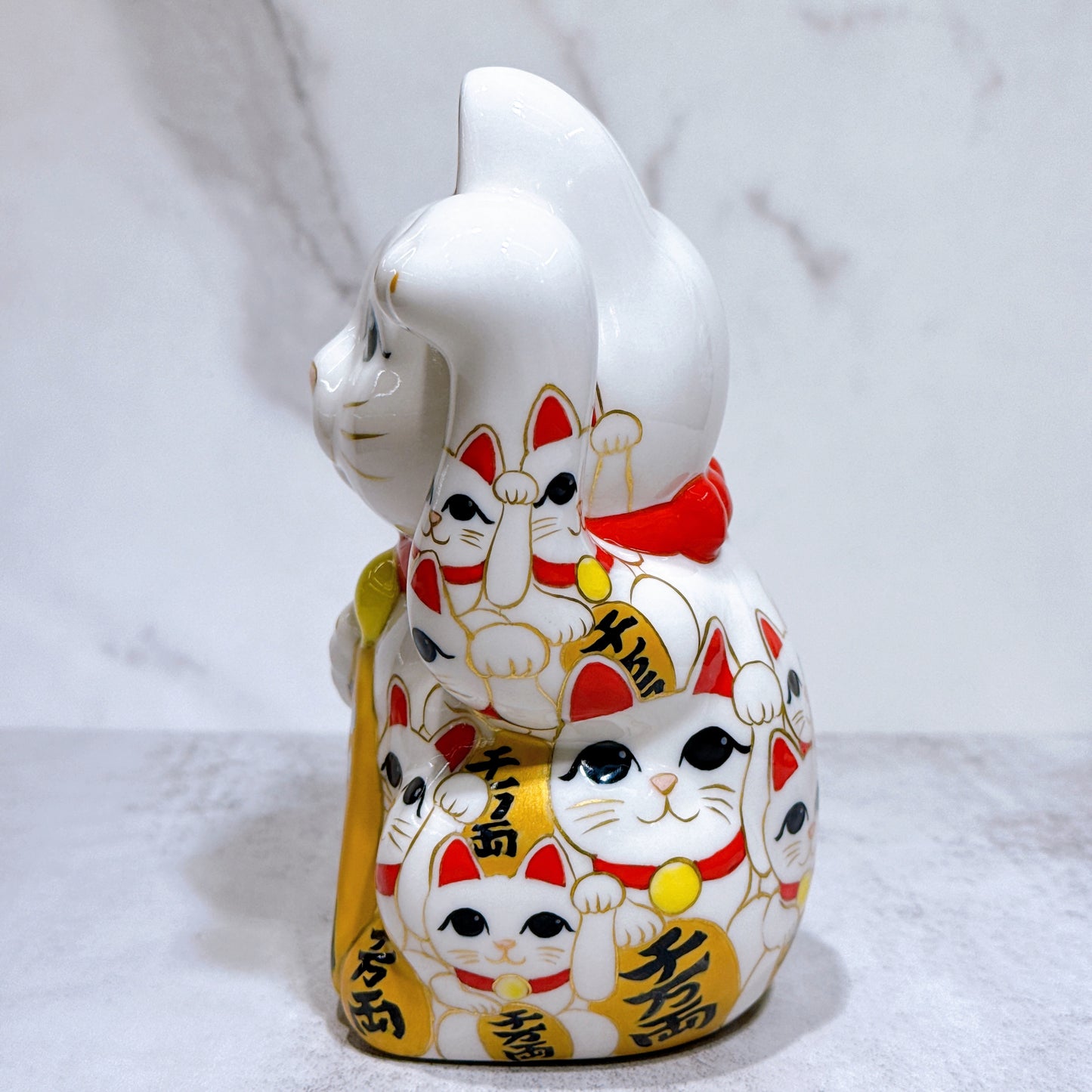 日本清水燒招財貓 色繪 貓陣 中號