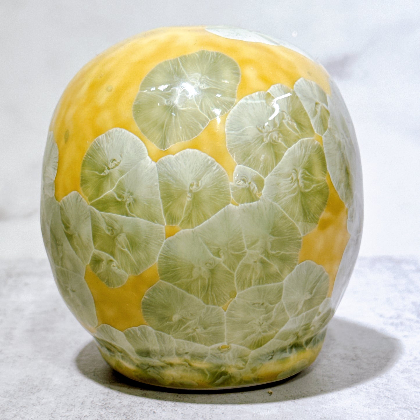 日本清水燒達摩 花結晶 黃綠 樣 小號