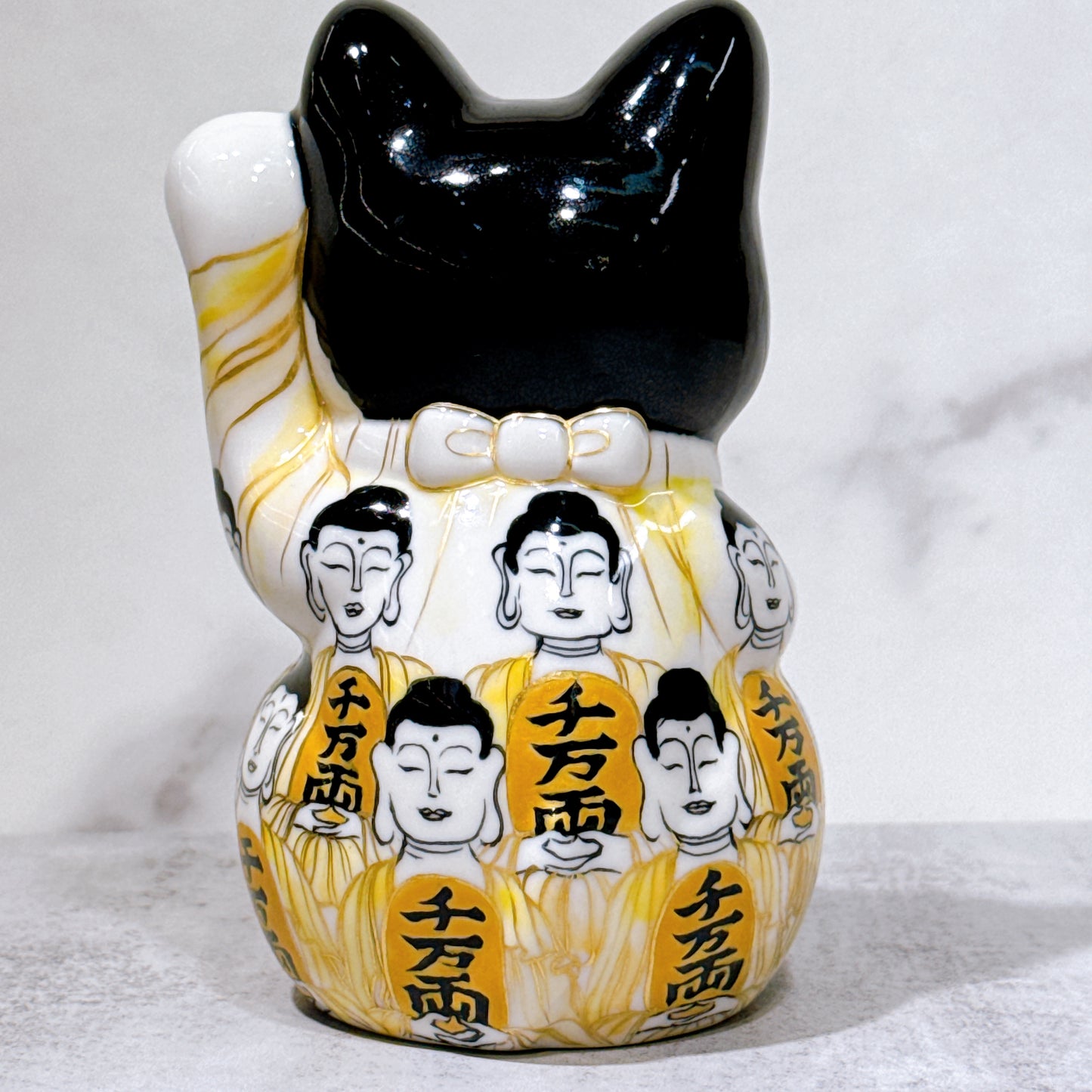 日本清水燒招財貓 仫繪 佛陀 描詰